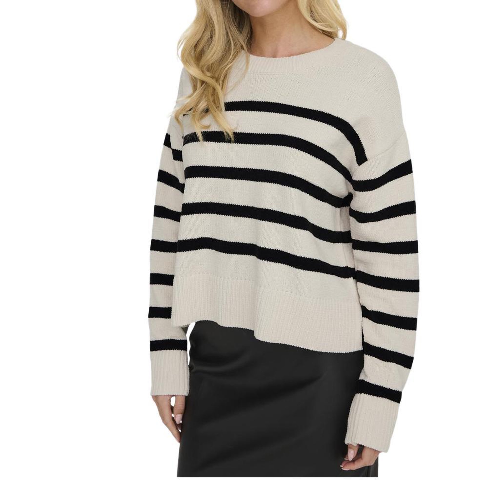 Only Pull Ecru Rayures Femme Only Lelly. Coloris disponibles : Beige