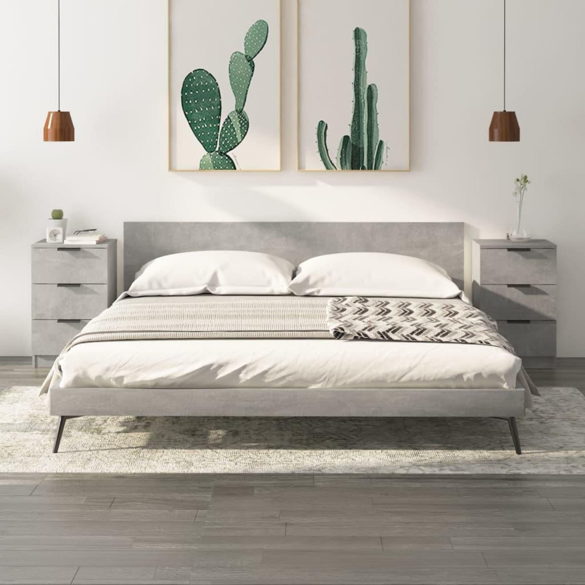 VIDAXL Tables de chevet 2 pcs Gris beton 40x36x65 cm