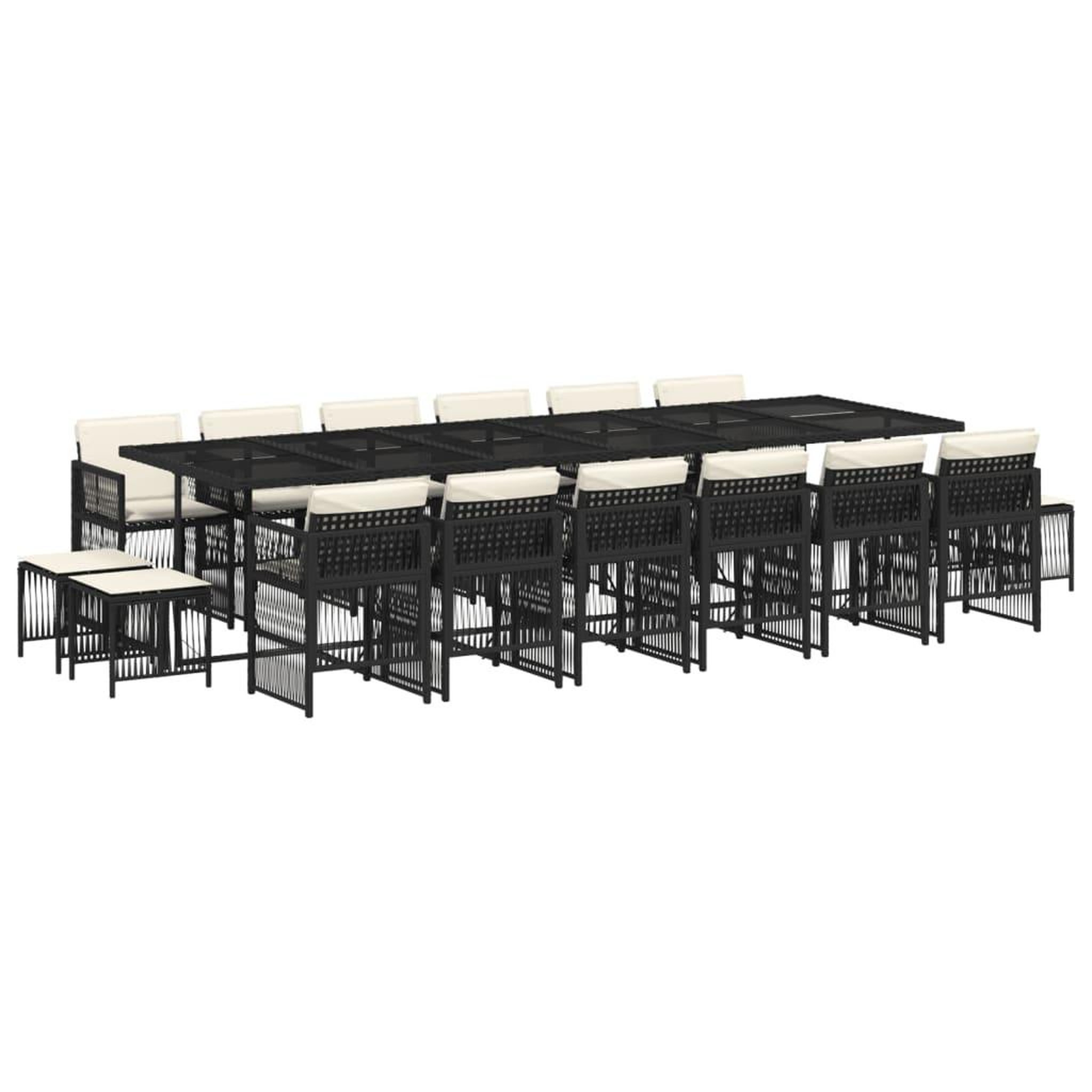 Voir la diapositive 2 : VIDAXL Ensemble a manger de jardin 17 pcs coussins noir resine tressee
