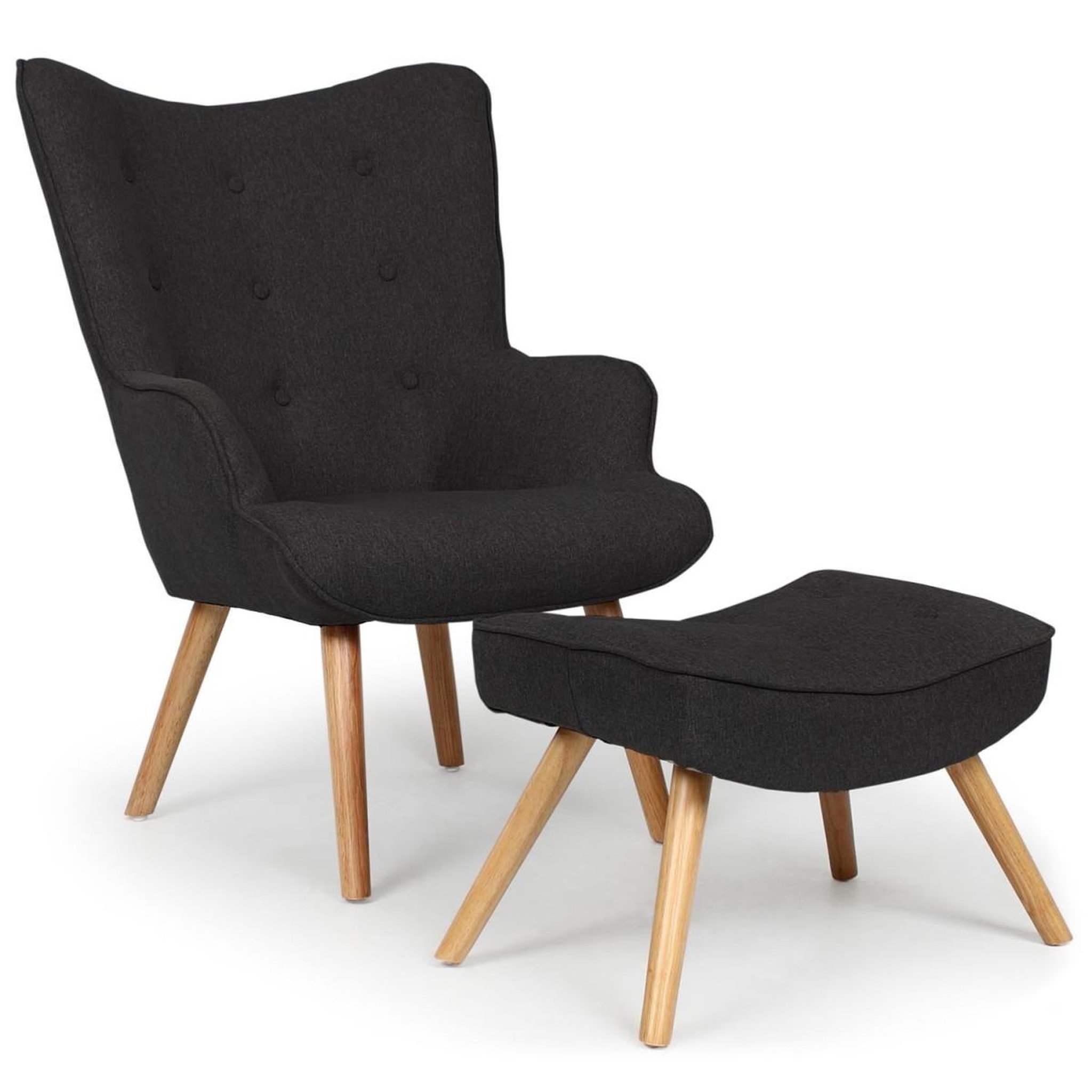 Paris Prix Fauteuil & pouf scandinave  orle  98cm noir
