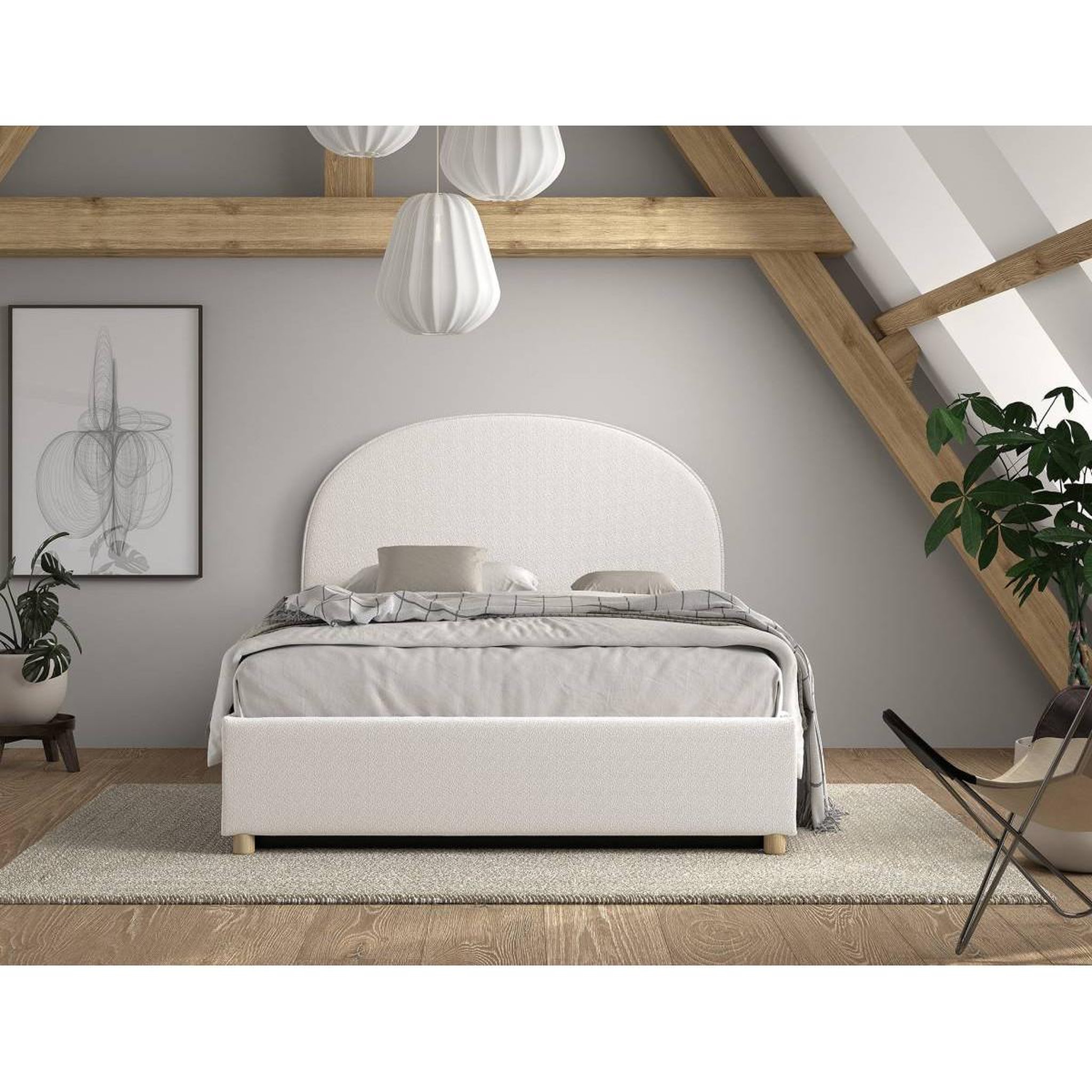 Voir la diapositive 5 : Paris Prix Lit coffre adulte  moon  140x200cm blanc