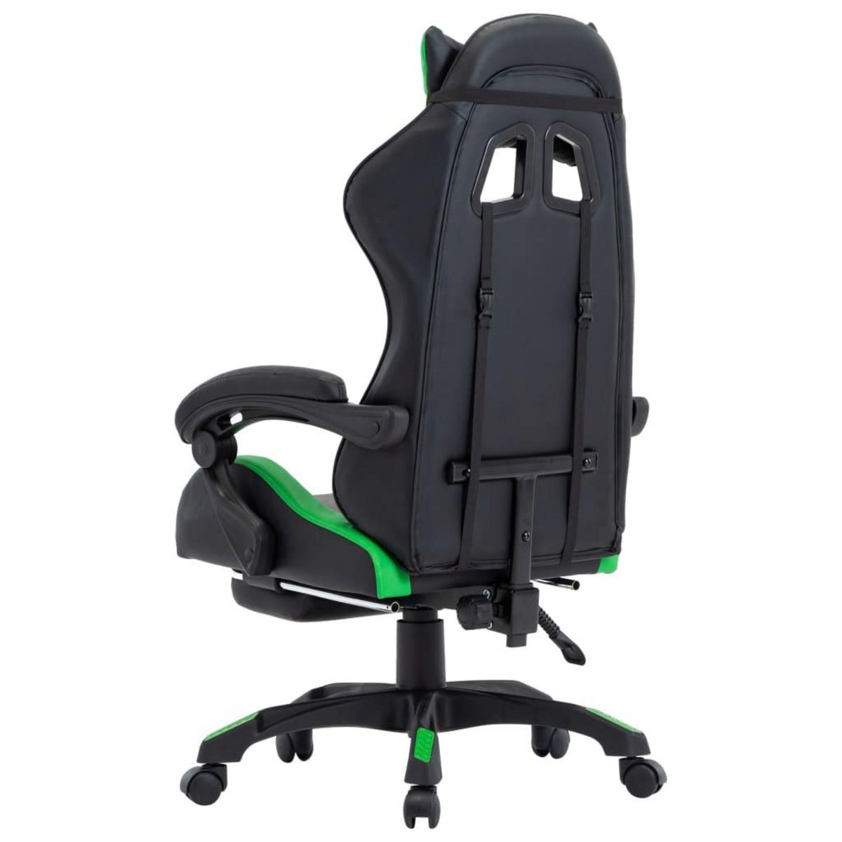 VIDAXL Fauteuil de jeux video avec repose-pied Vert et noir Similicuir
