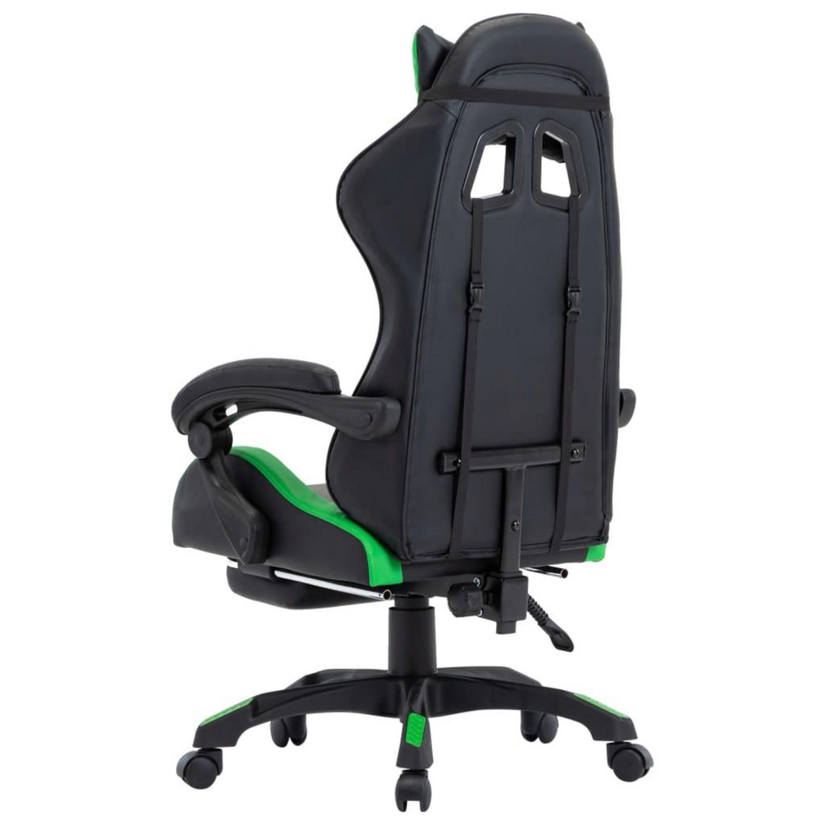 VIDAXL Fauteuil de jeux video avec repose-pied Vert et noir Similicuir