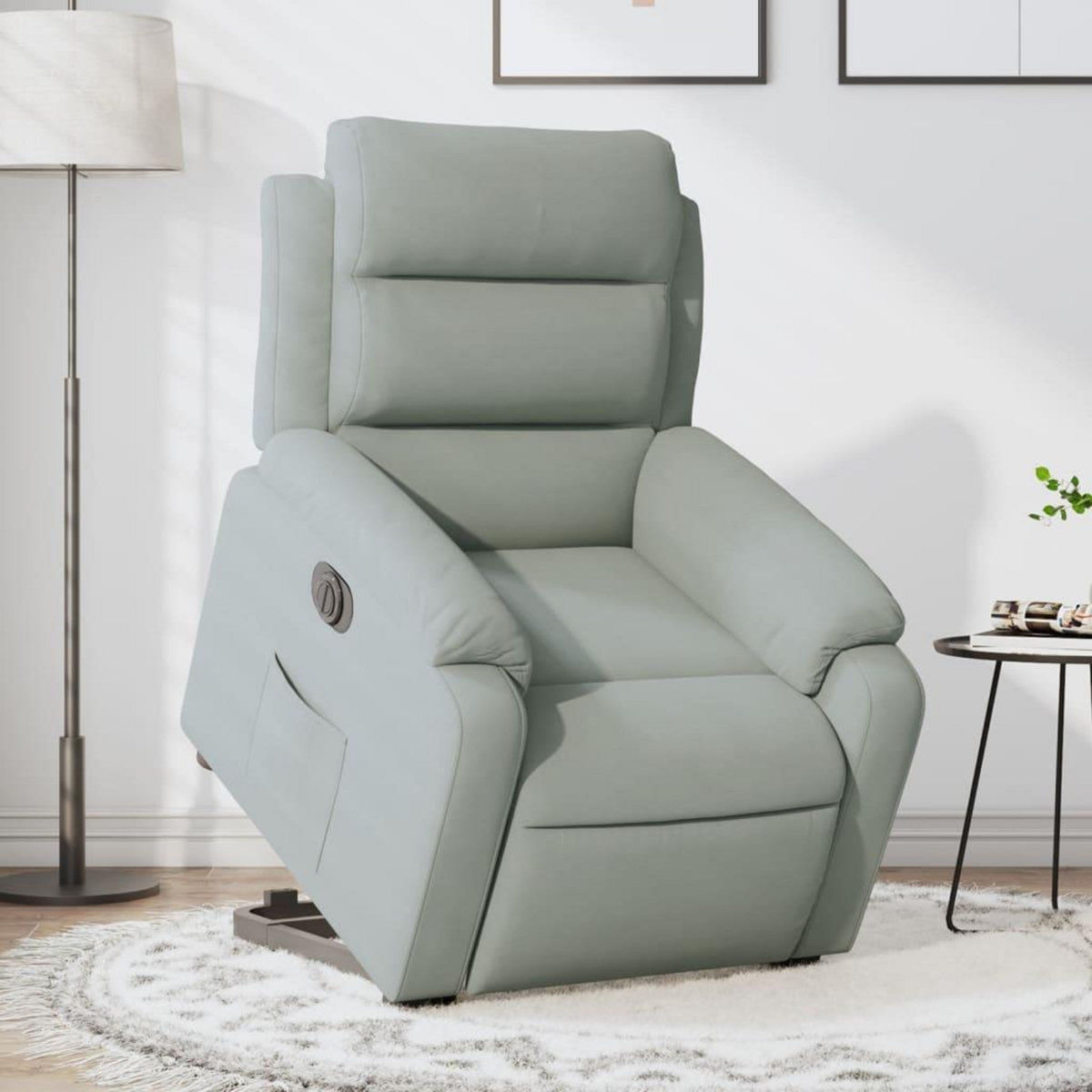 VIDAXL Fauteuil inclinable electrique gris clair velours