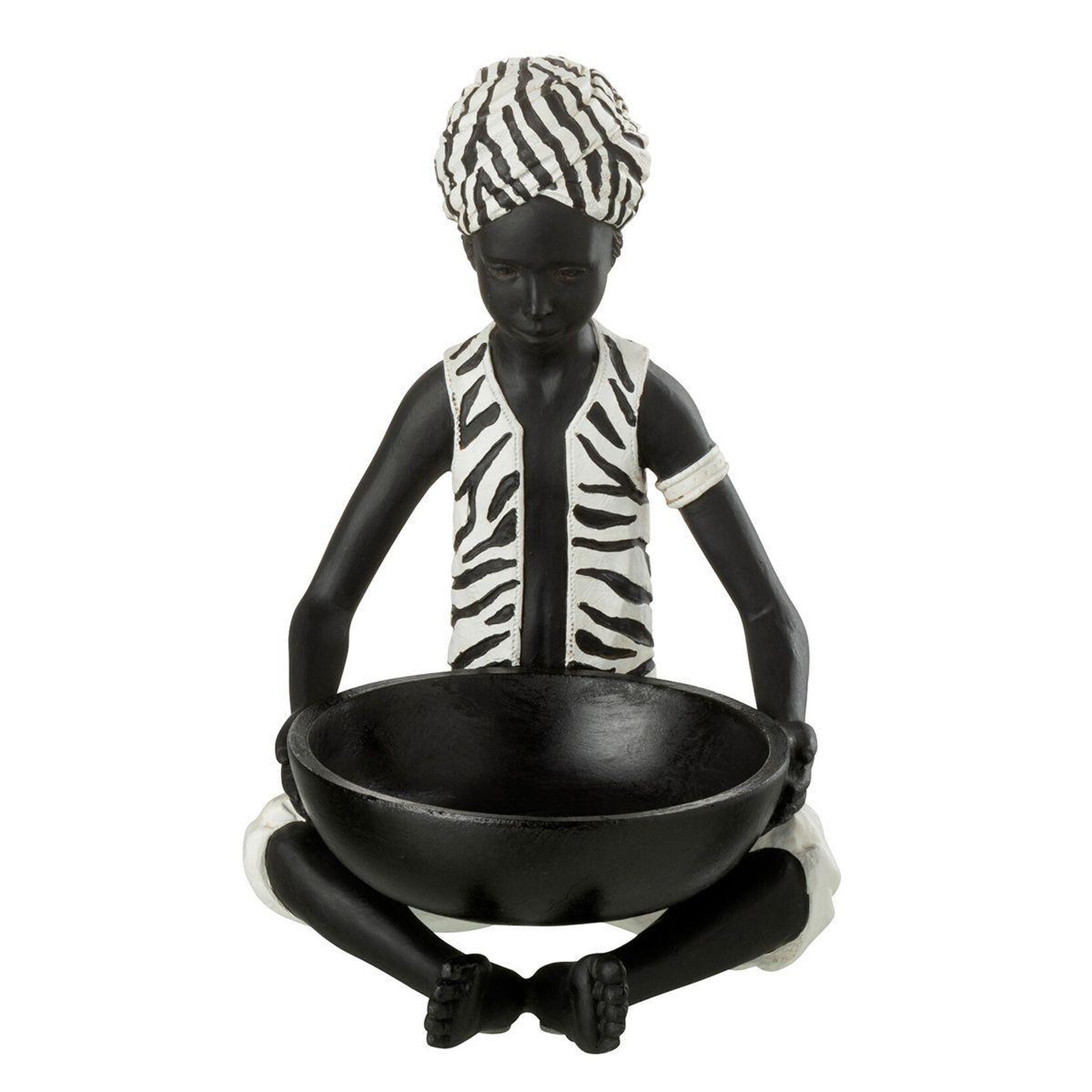J-LINE Statuette déco  garçon assis  26cm noir