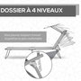 Voir la diapositive 5 : OUTSUNNY Transat bain de soleil pliable grand confort dossier et pare-soleil réglable multi-positions gris clair