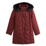 Voir la diapositive 3 : INEXTENSO Doudoune longue à capuche rouge bordeaux femme
