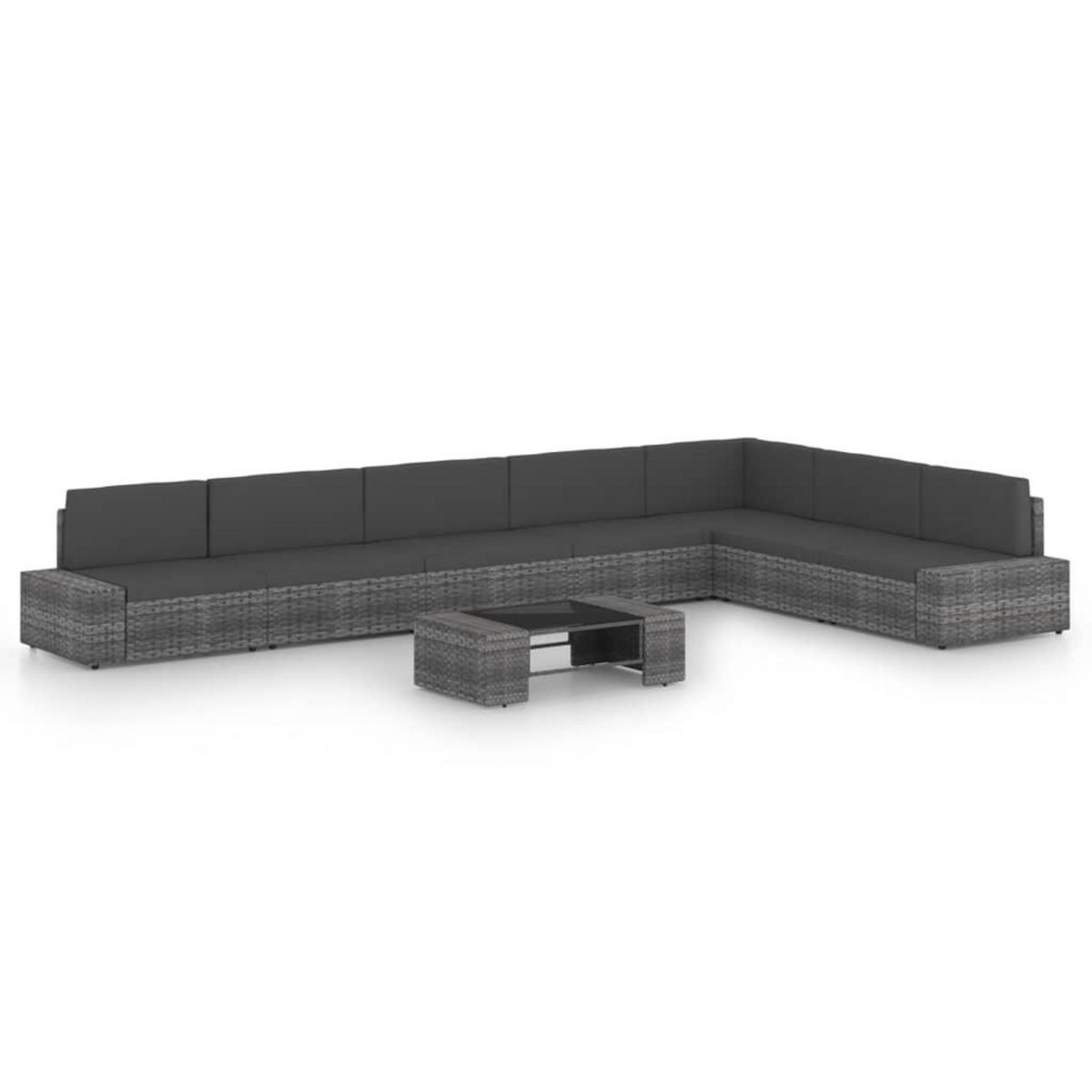 VIDAXL Salon de jardin 8 pcs avec coussins Gris Resine tressee