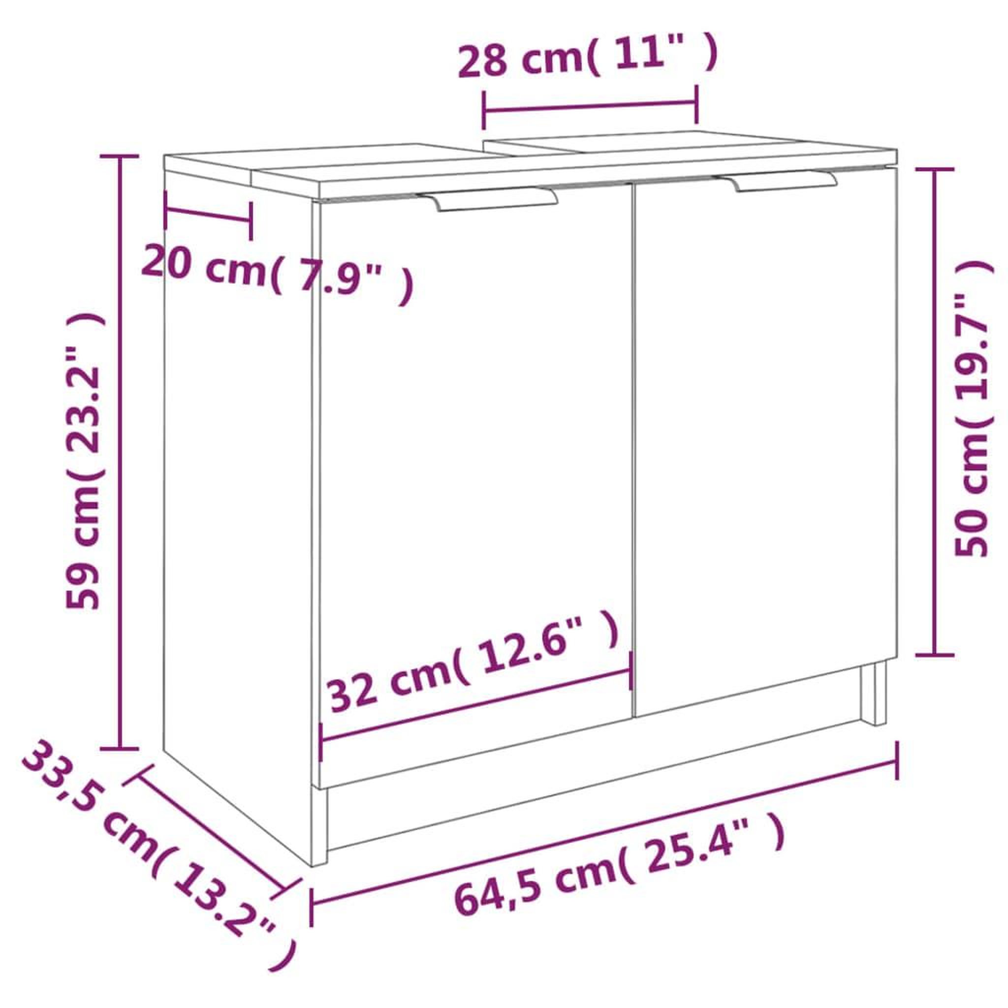 Voir la diapositive 6 : VIDAXL Armoire salle de bain Blanc 64,5x33,5x59 cm Bois d'ingenierie