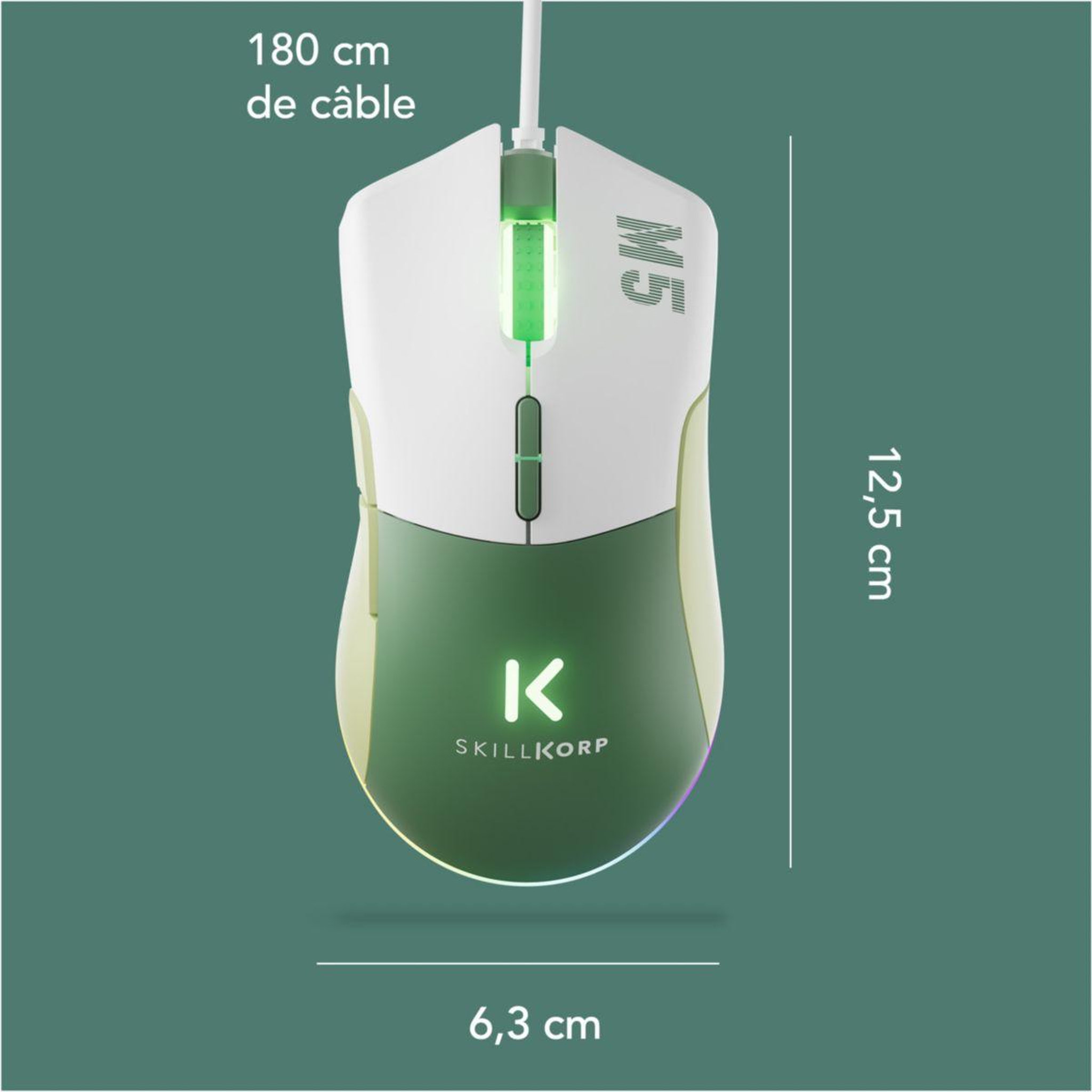 Voir la diapositive 5 : SKILLKORP Souris Gamer Filaire M5 VERTE Access