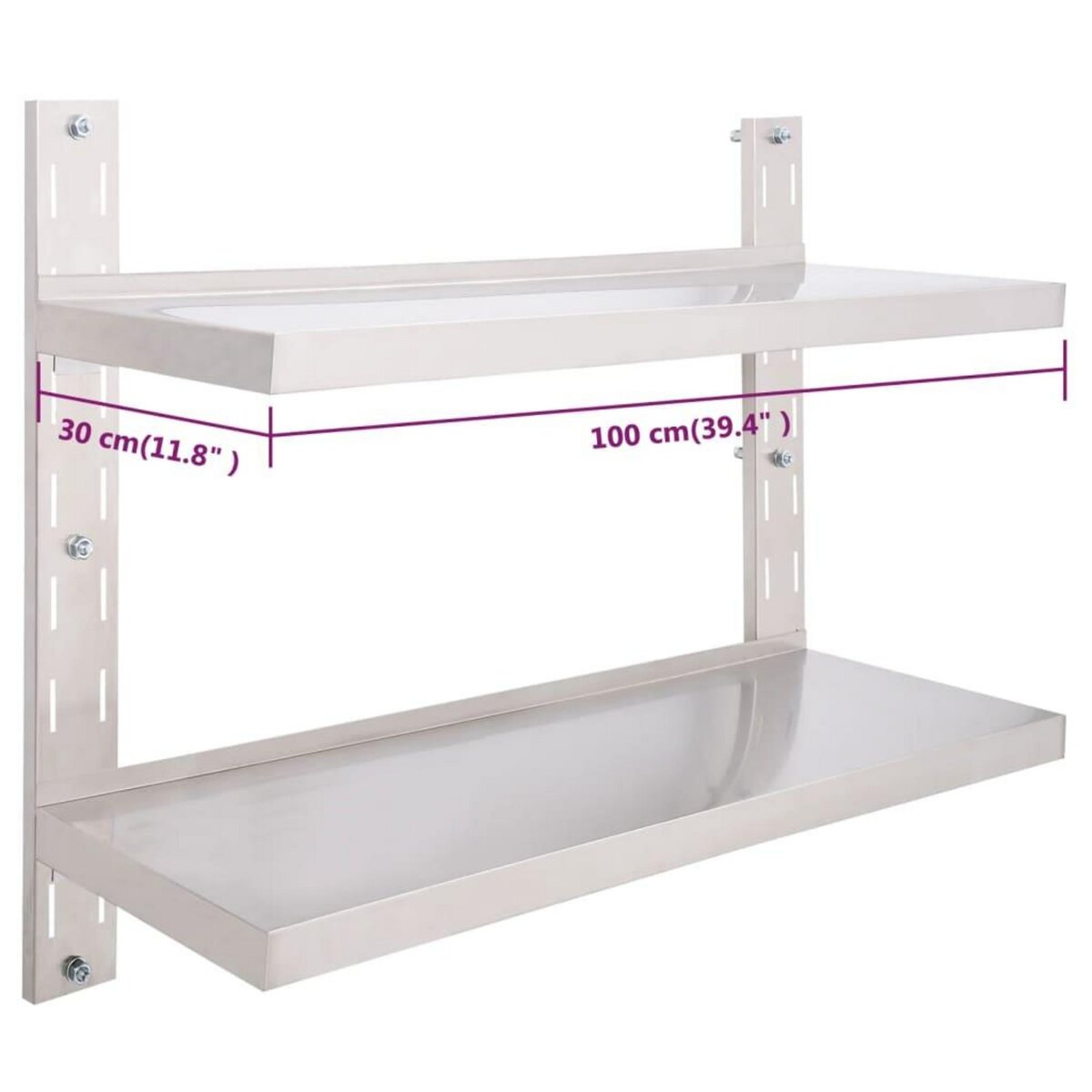 VIDAXL Etagere murale a 2 niveaux Acier inoxydable 100x30 cm