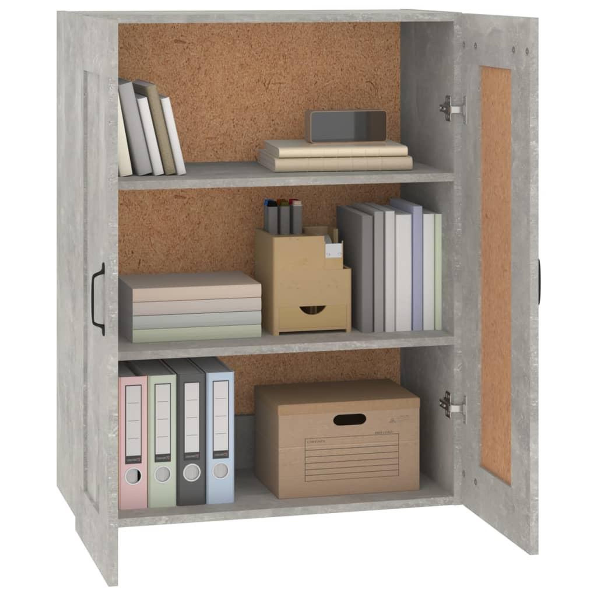 Voir la diapositive 4 : VIDAXL Armoire murale suspendue Gris beton 69,5x32,5x90 cm