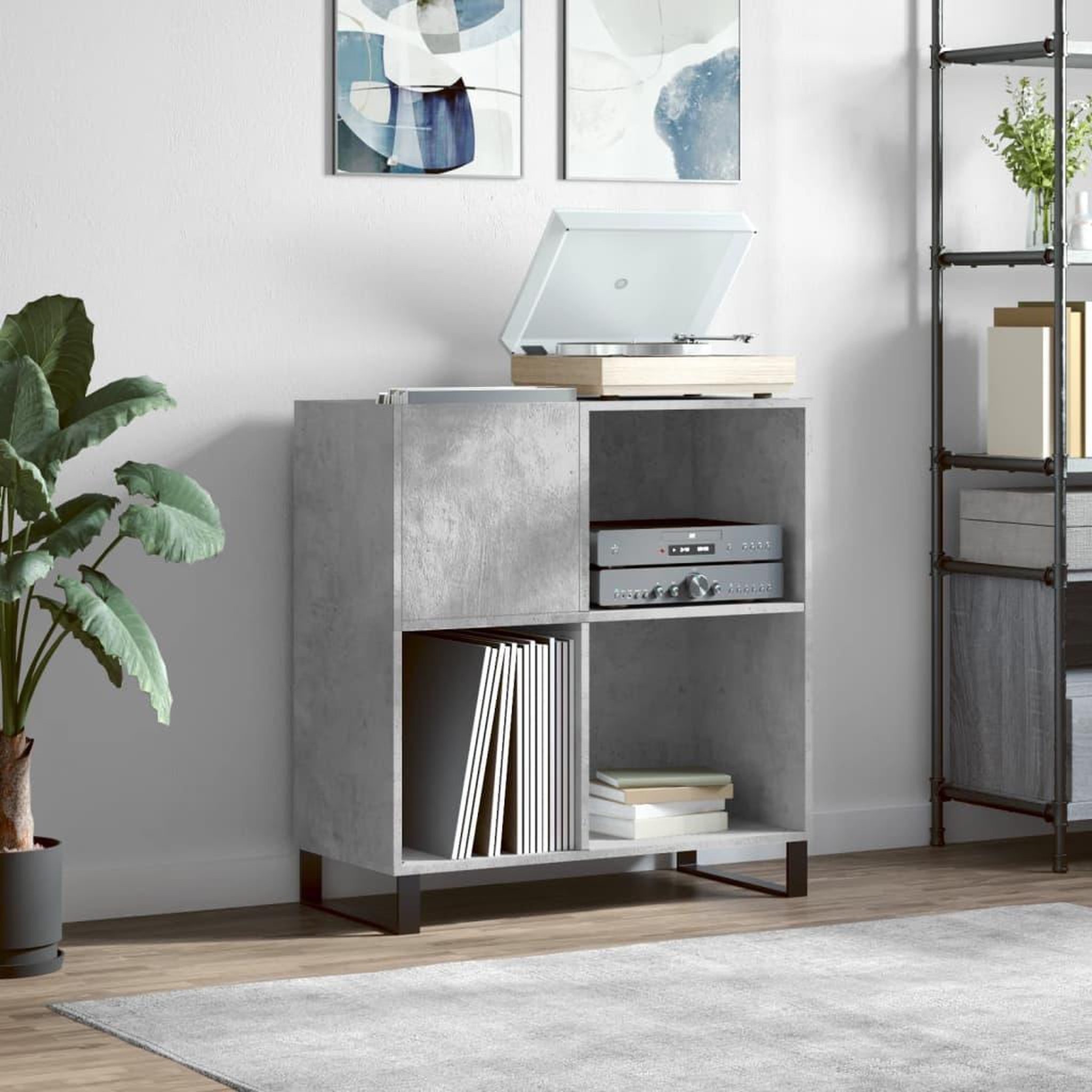 VIDAXL Armoire a disques gris beton 84,5x38x89 cm bois d'ingenierie