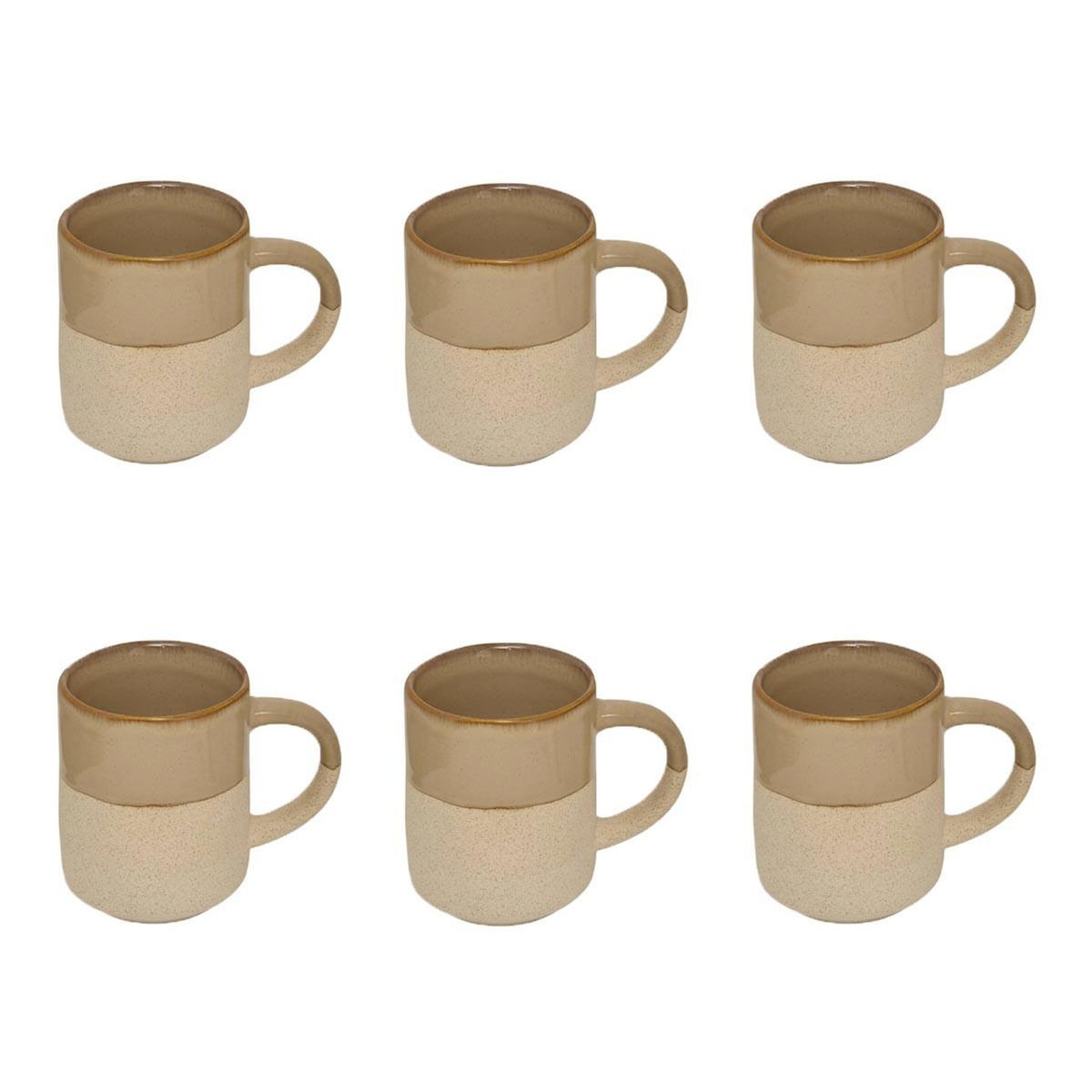 SECRET DE GOURMET Lot de 6 Mugs en Faïence  Kate  20cl Beige