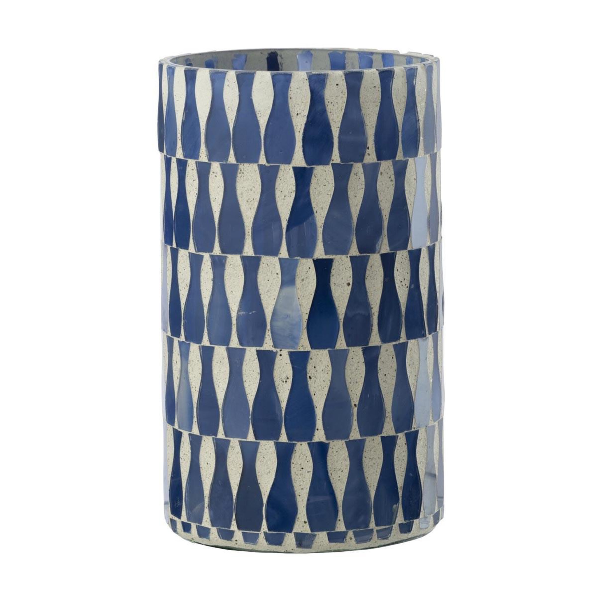 J-LINE Photophore déco en verre  santorin  18cm bleu