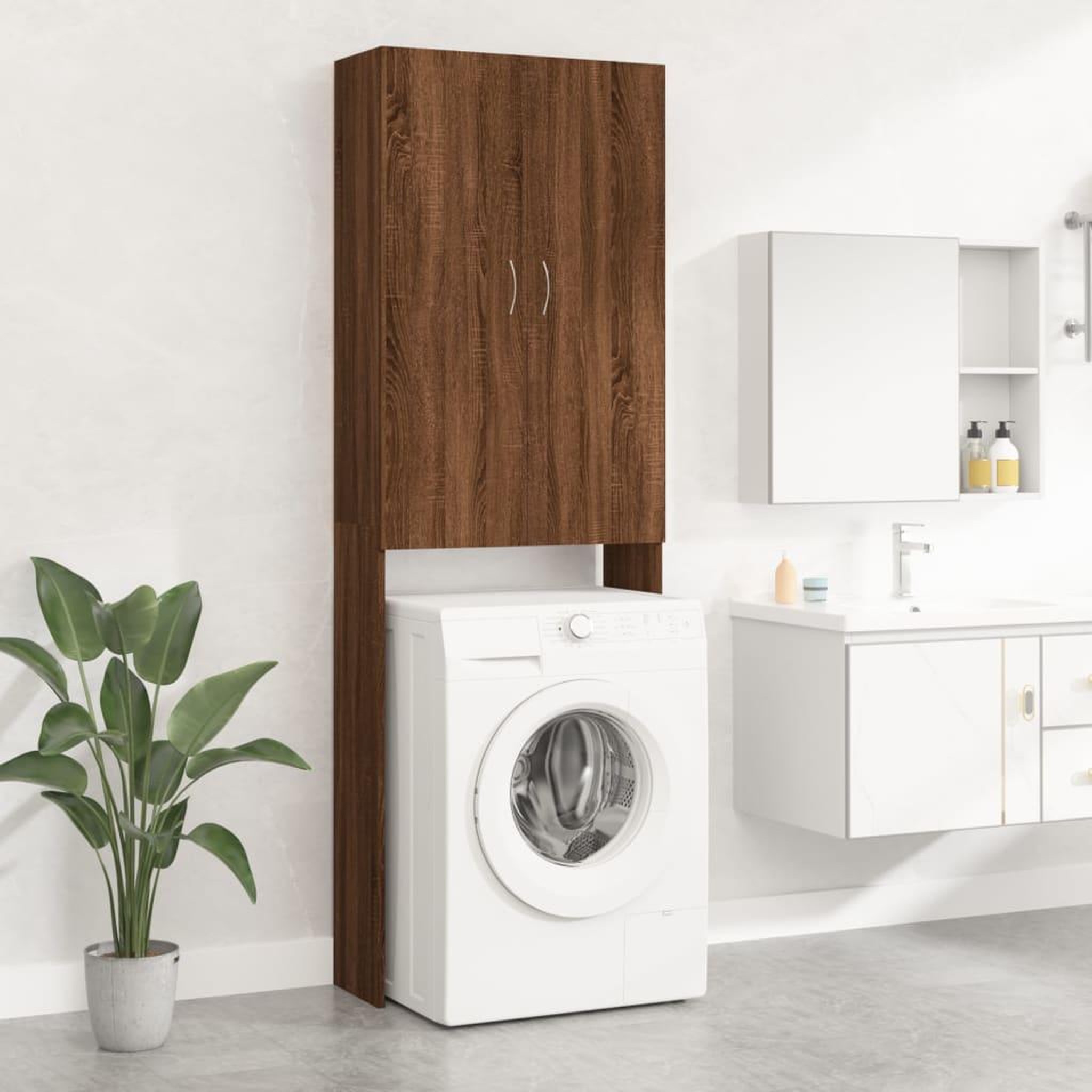 Voir la diapositive 1 : VIDAXL Meuble pour machine a laver Chene marron 64x25,5x190 cm