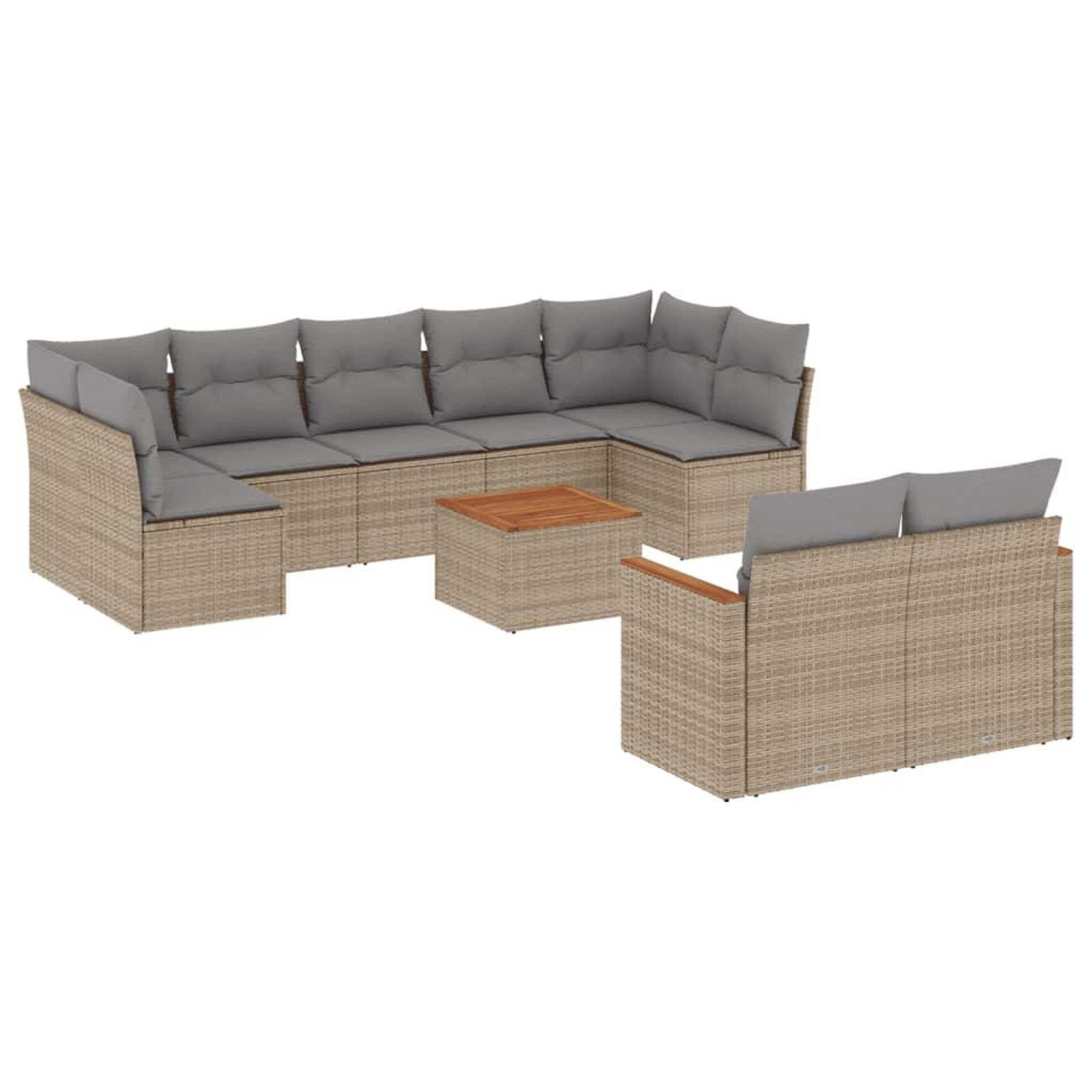 Voir la diapositive 2 : VIDAXL Salon de jardin avec coussins 10 pcs beige resine tressee
