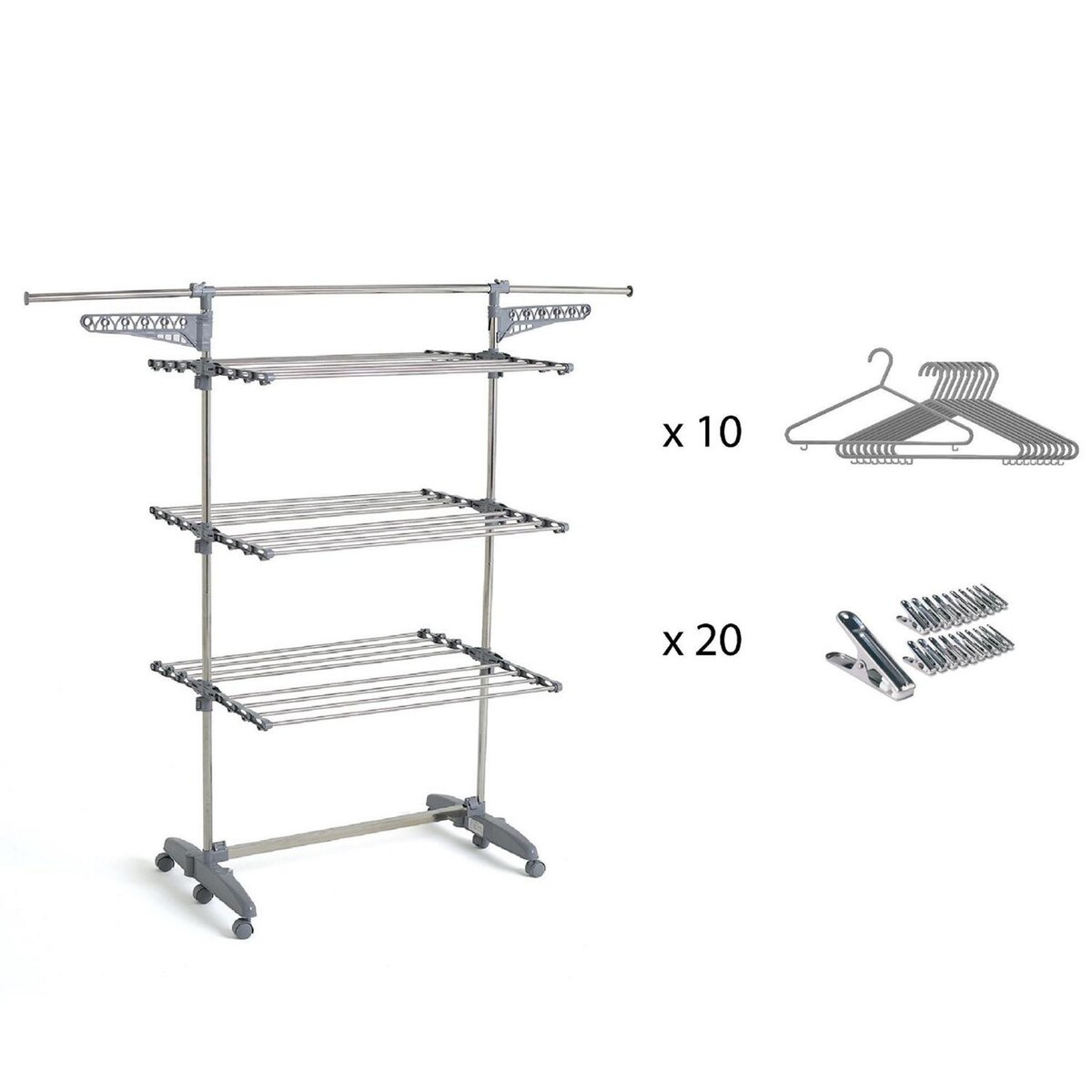 Kitchen move Séchoir à linge 25m 3 niveaux + accessoires - bat-tr-22s