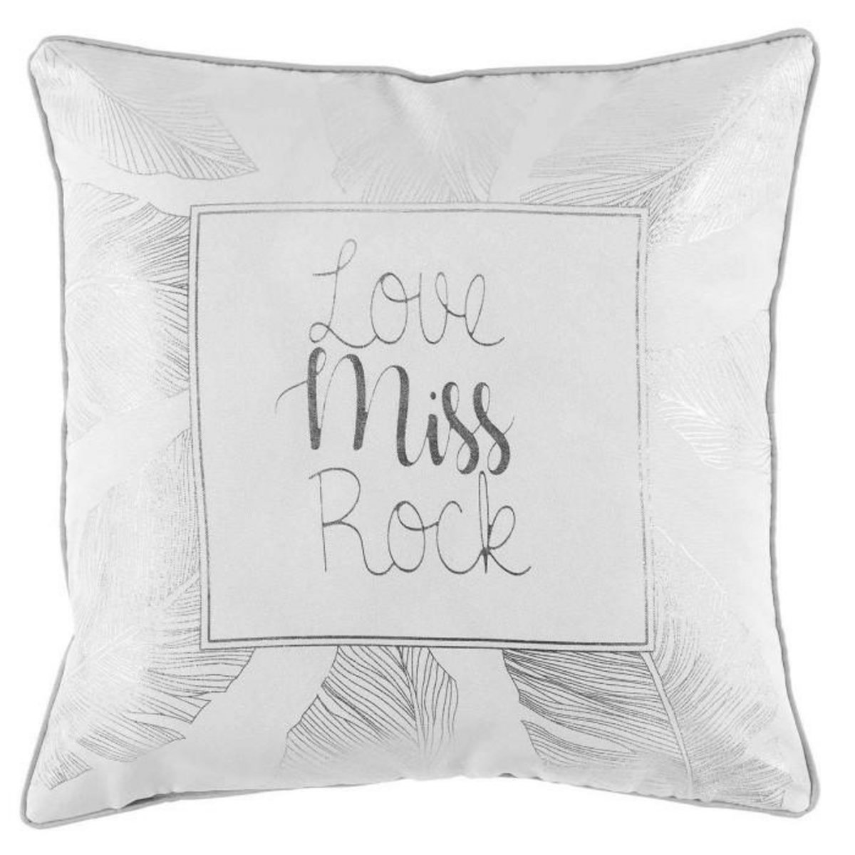 Paris Prix Coussin Déhoussable  Veggy  40x40cm Blanc & Argent