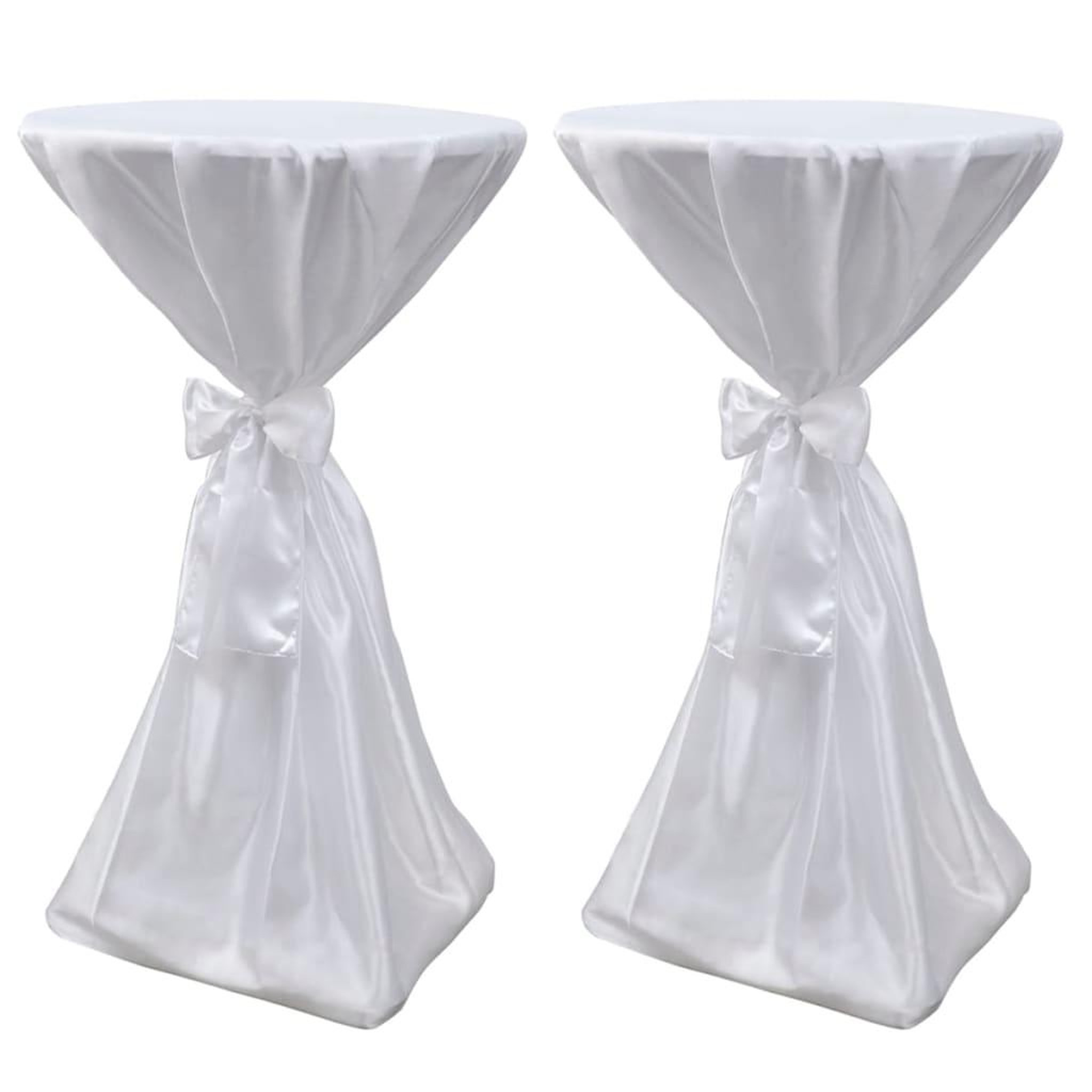 VIDAXL Housse de table blanche avec ruban 80 cm 2 pieces