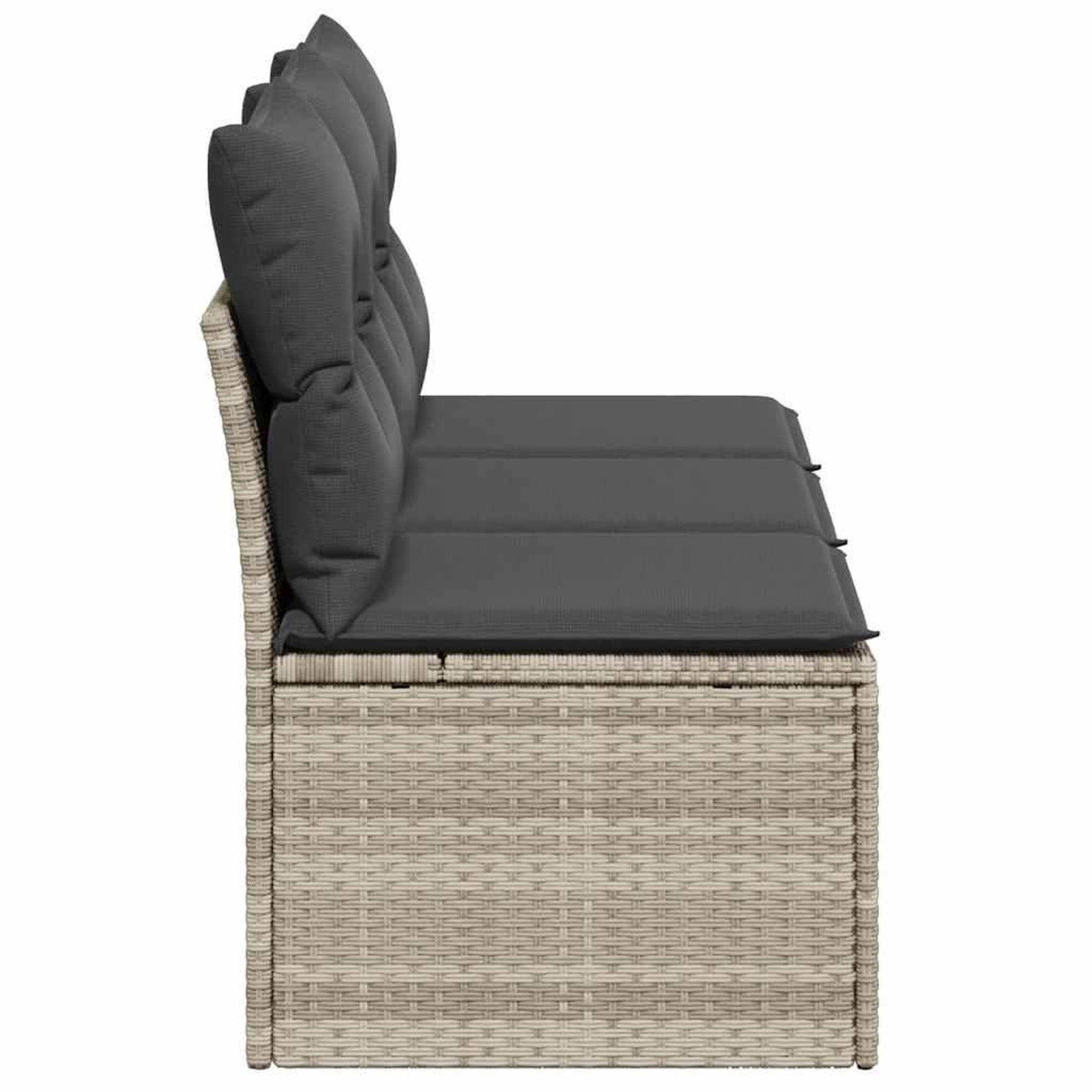 Voir la diapositive 5 : VIDAXL Canape de jardin et coussins 3 places gris clair resine tressee