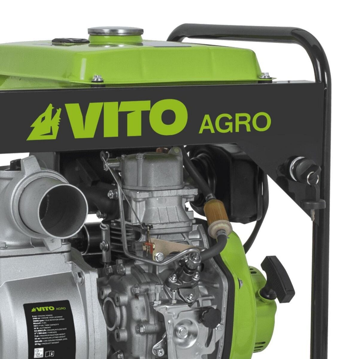 VITO Motopompe 5CV Moteur Diesel 4T 246cm3 Pompe à eau Raccord 3 /80 mm Autonomie 11h VITO