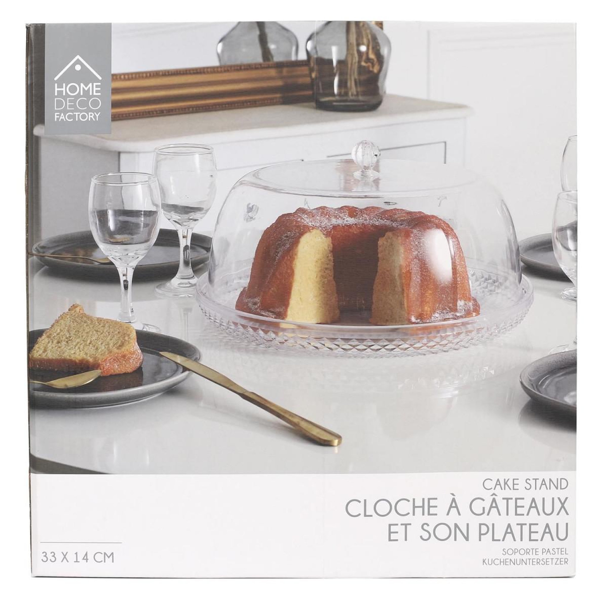 Voir la diapositive 5 : The Home Deco Factory Plat de présentation & cloche  gâteaux  33cm transparent
