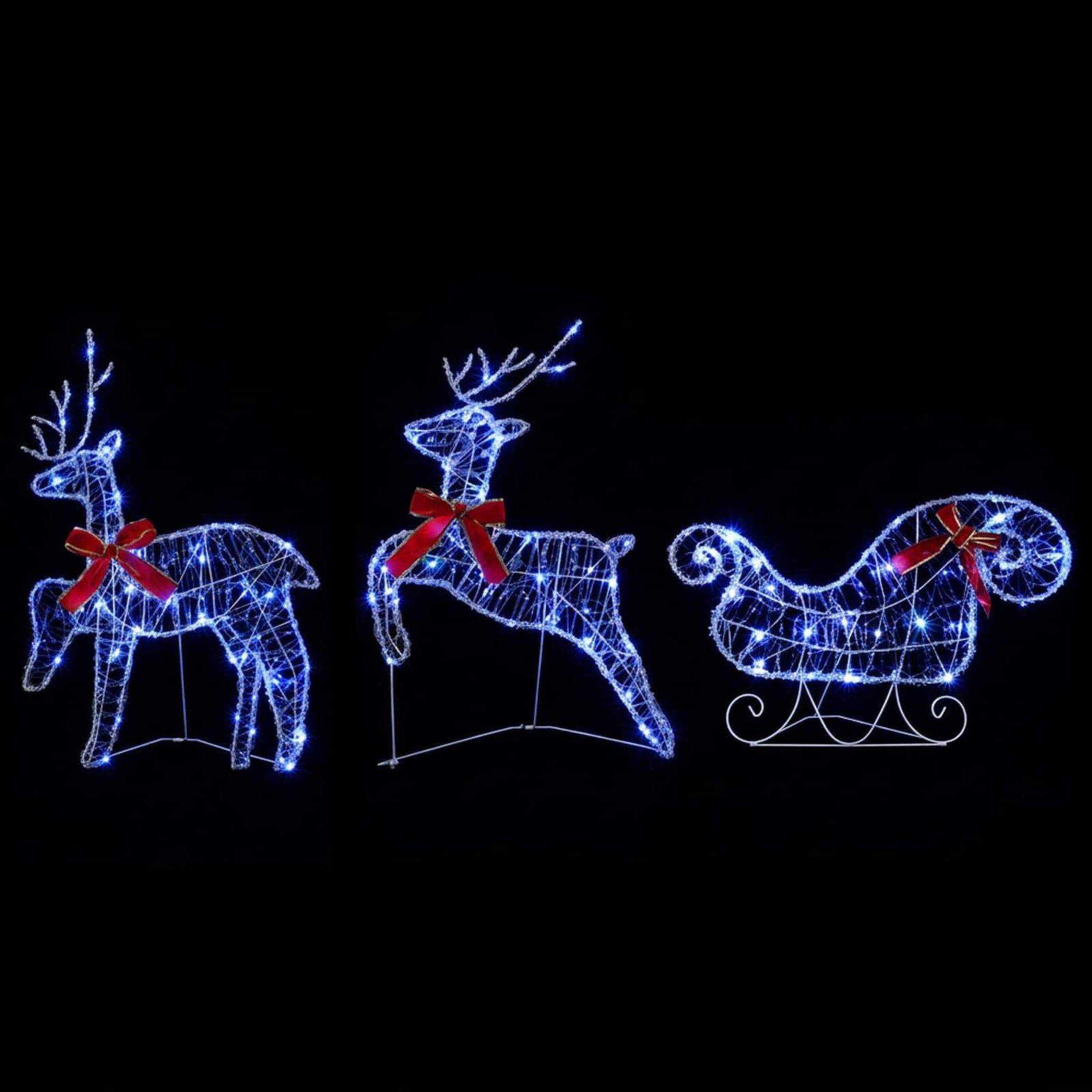 Voir la diapositive 5 : VIDAXL Renne de Noël avec traîneau 3 pc 60 LED Bleu 150 x 19 x 65 cm