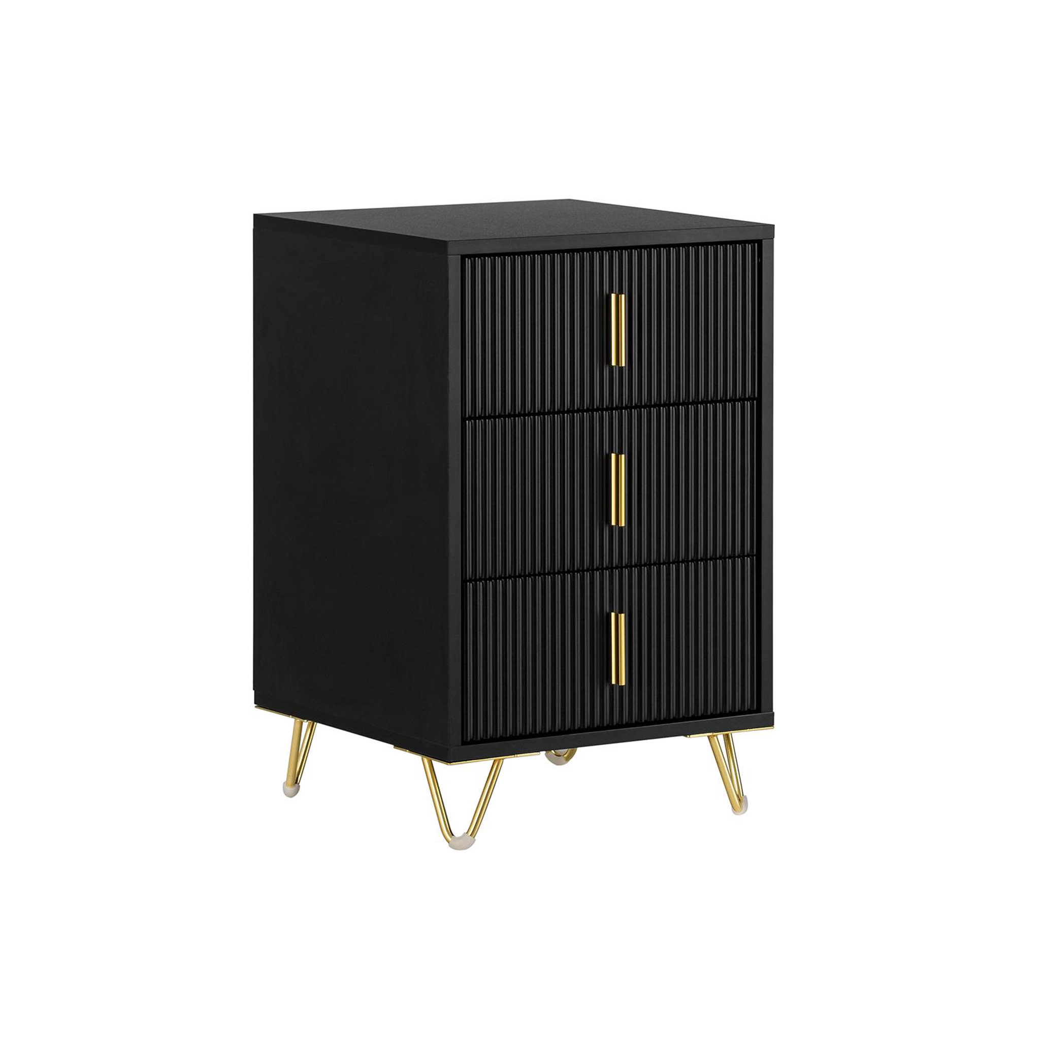 Voir la diapositive 4 : SOBUY Set de 2 Chevets avec 3 Tiroirs Noir 40x36x63 cm FBT115-L-SCHx2