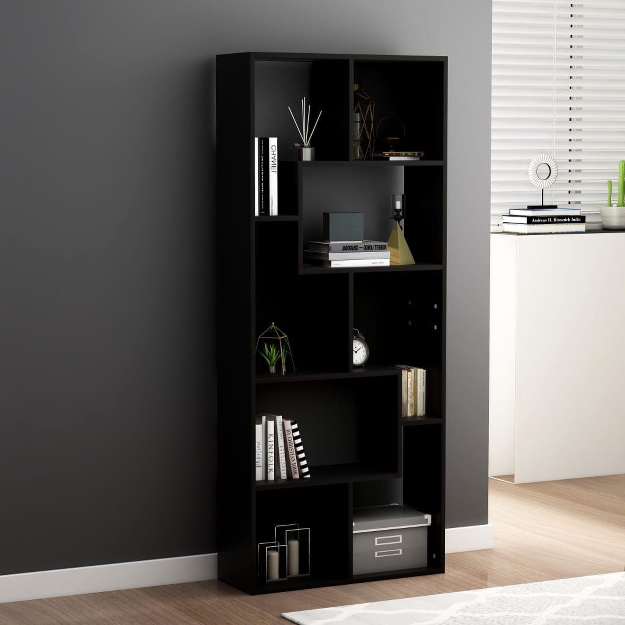 Voir la diapositive 1 : VIDAXL Bibliotheque Noir 67x24x161 cm Bois d'ingenierie
