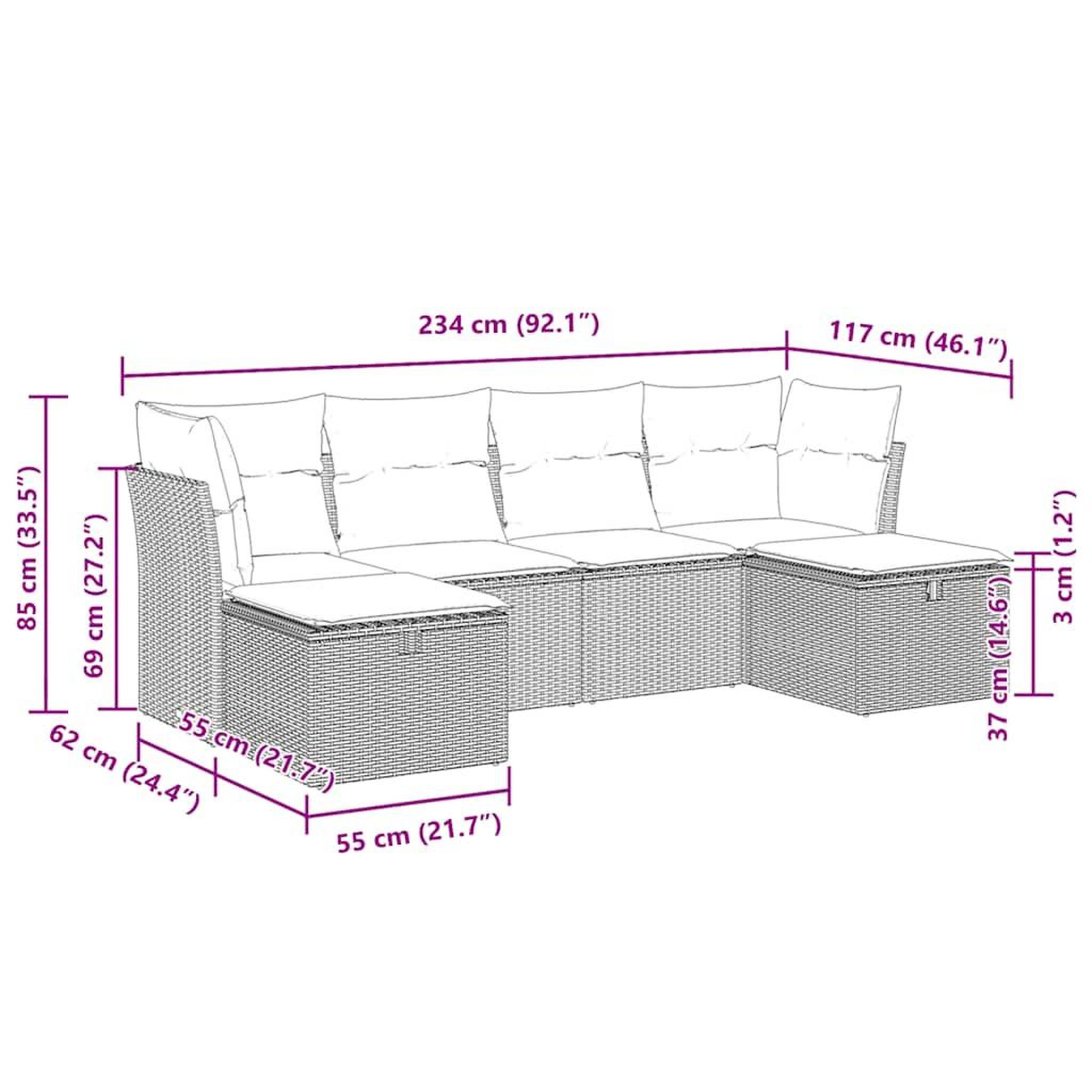 Voir la diapositive 6 : VIDAXL Salon de jardin 6 pcs avec coussins noir resine tressee
