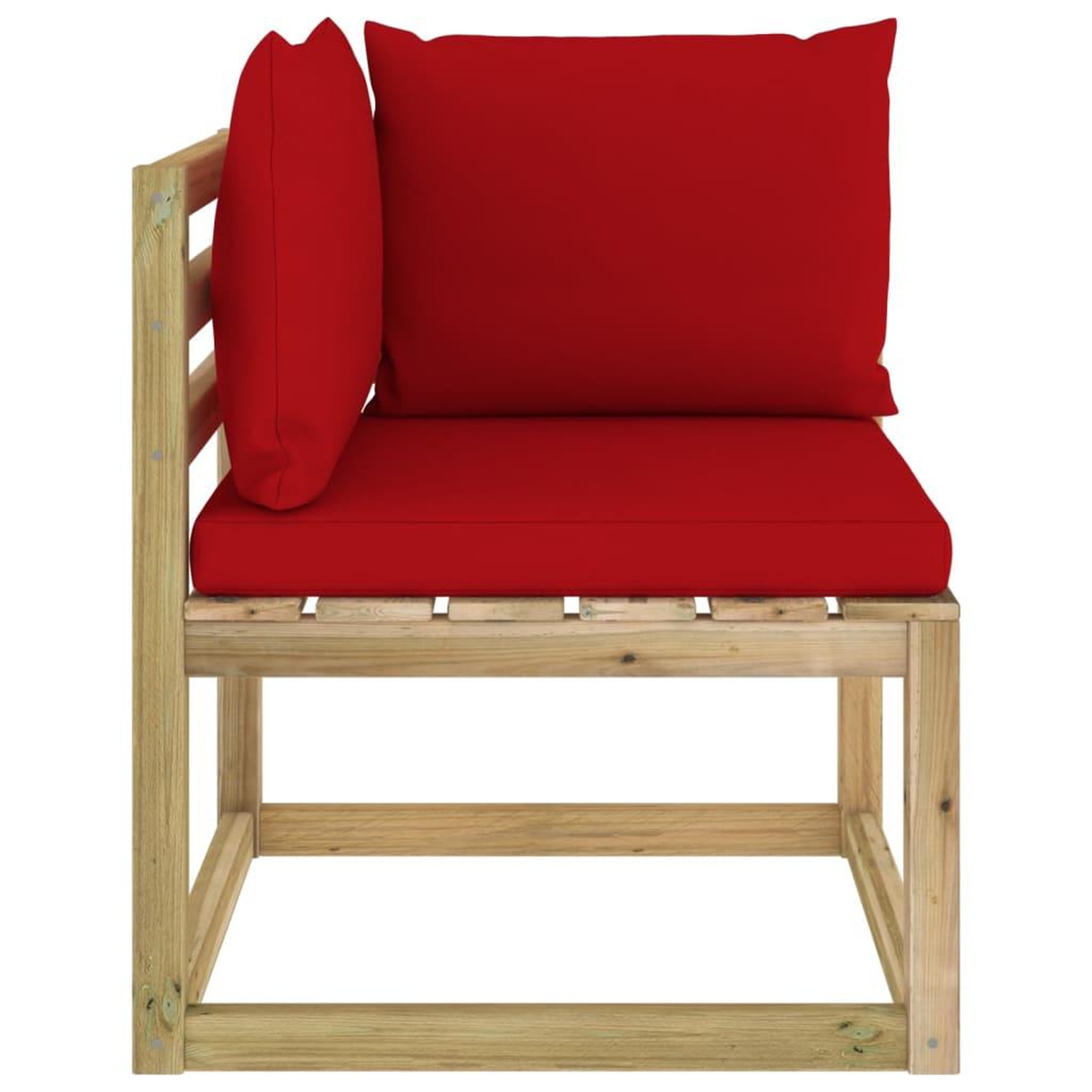 Voir la diapositive 2 : VIDAXL Canape d'angle de jardin avec coussins Bois impregne de vert