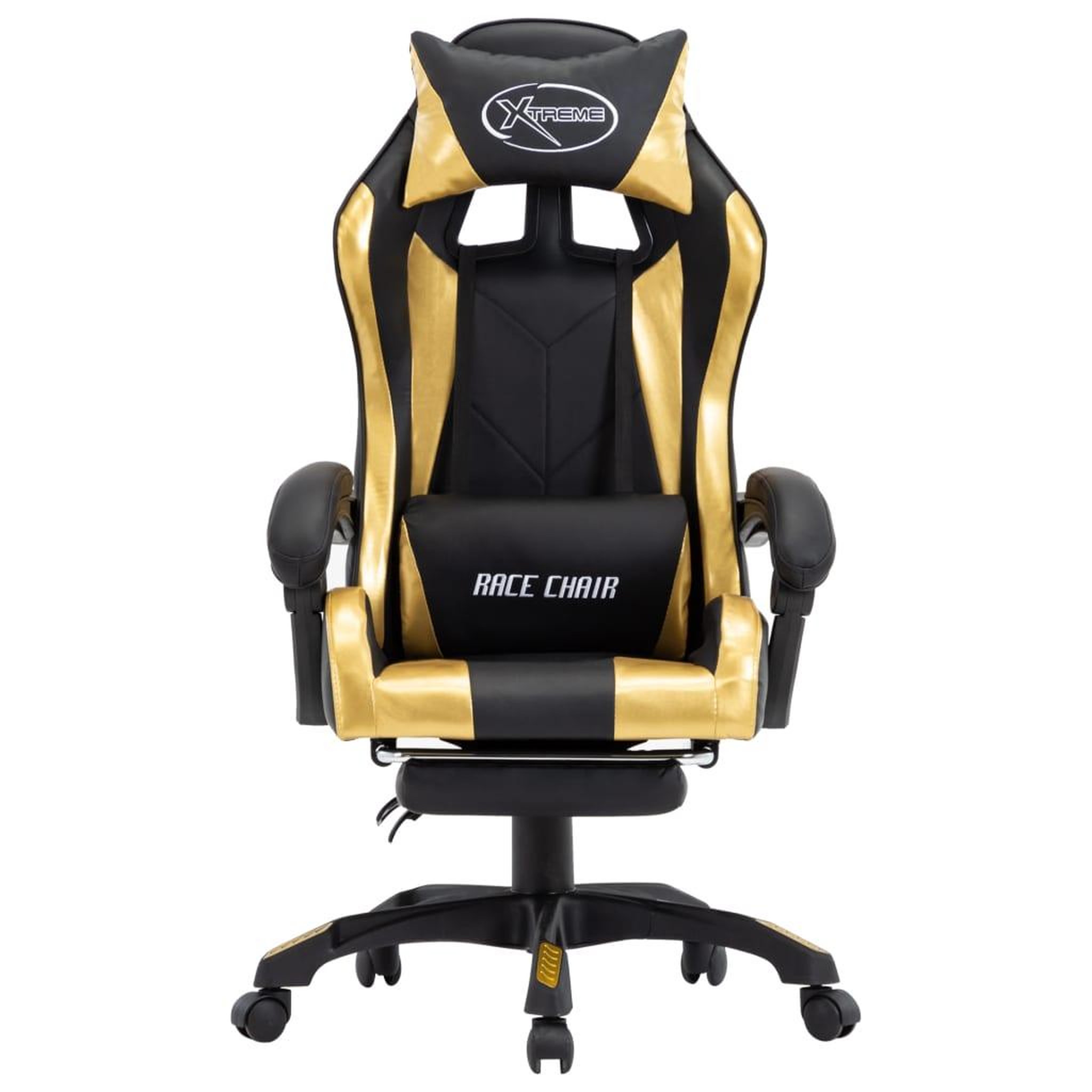 Voir la diapositive 2 : VIDAXL Fauteuil de jeux video avec repose-pied Dore et noir Similicuir