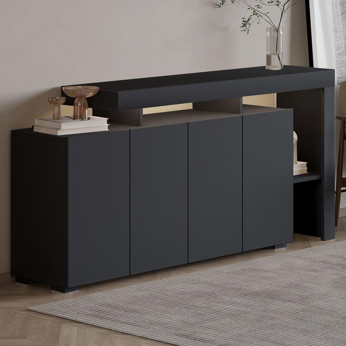 Habitat et Jardin Buffet en bois  Beliz  - 170 x 35 x 80 cm - Anthracite
