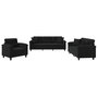 Voir la diapositive 2 : VIDAXL Ensemble de canapes 3 pcs avec coussins Noir Tissu microfibre