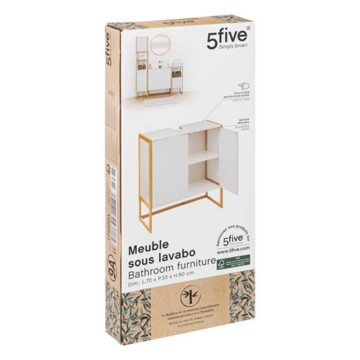 FIVE Meuble Sous Lavabo 2 Portes  Natureo  80cm Blanc