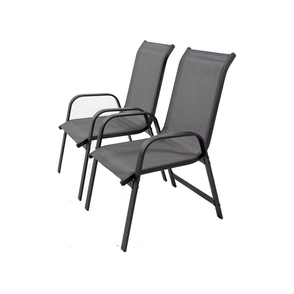 Habitat et Jardin Fauteuil jardin Alu/Textilène  Porto  - Phoenix - Gris foncé - Lot de 2
