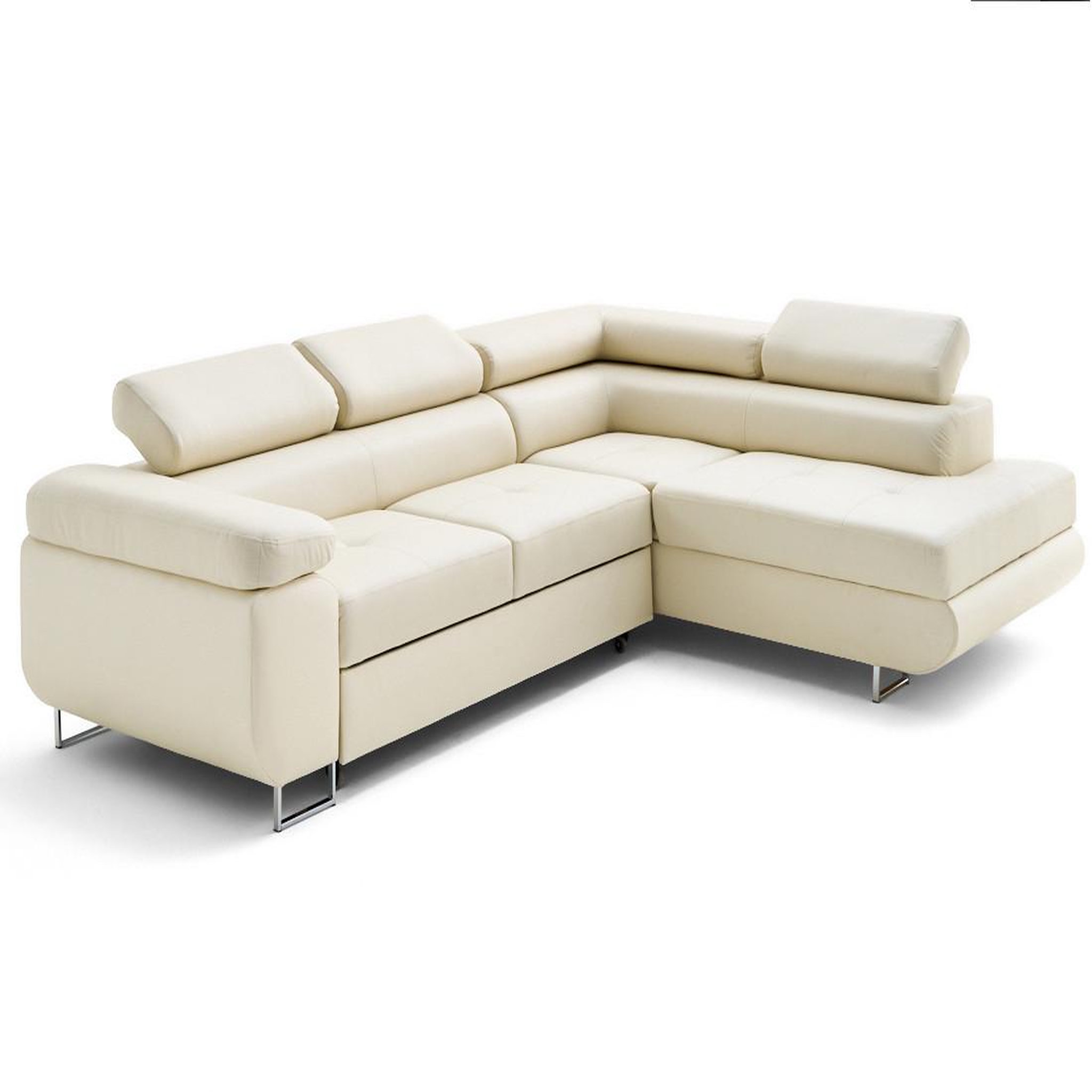 Voir la diapositive 2 : LISA DESIGN Zaria - canapé d'angle droit 5 places convertible avec coffre et têtières en simili