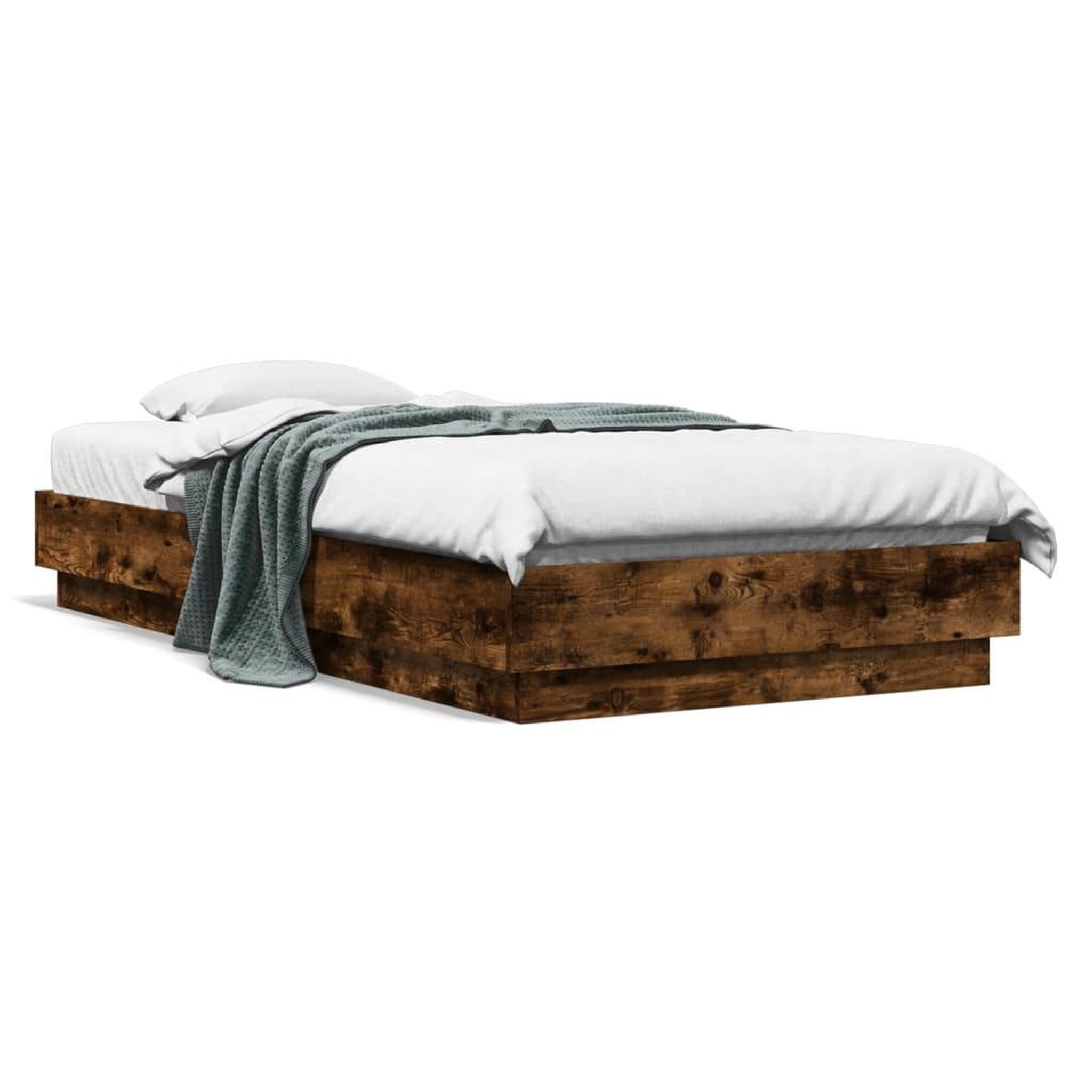 Voir la diapositive 2 : VIDAXL Cadre de lit sans matelas chene fume 75x190cm bois d'ingenierie