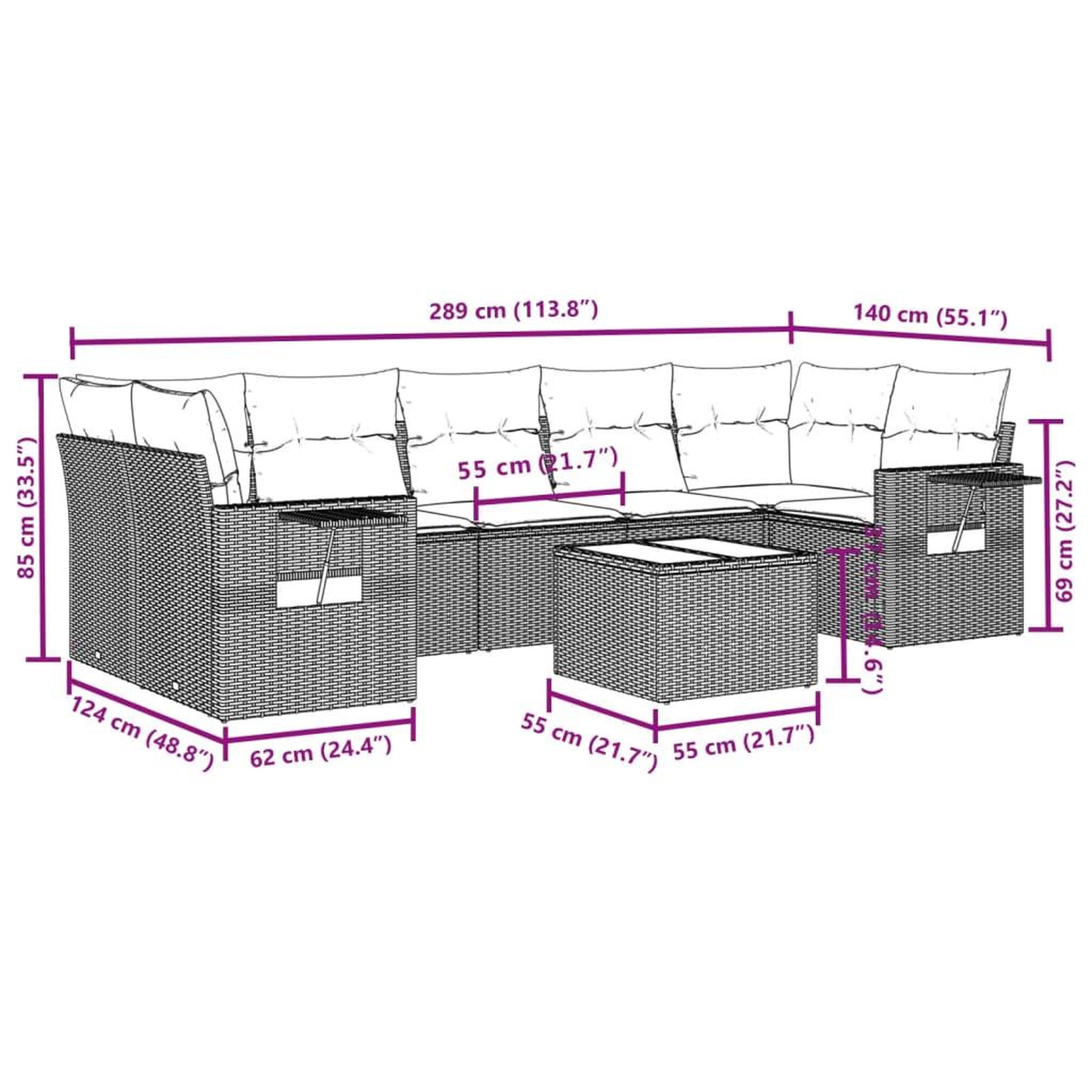Voir la diapositive 4 : VIDAXL Salon de jardin 8 pcs avec coussins noir resine tressee