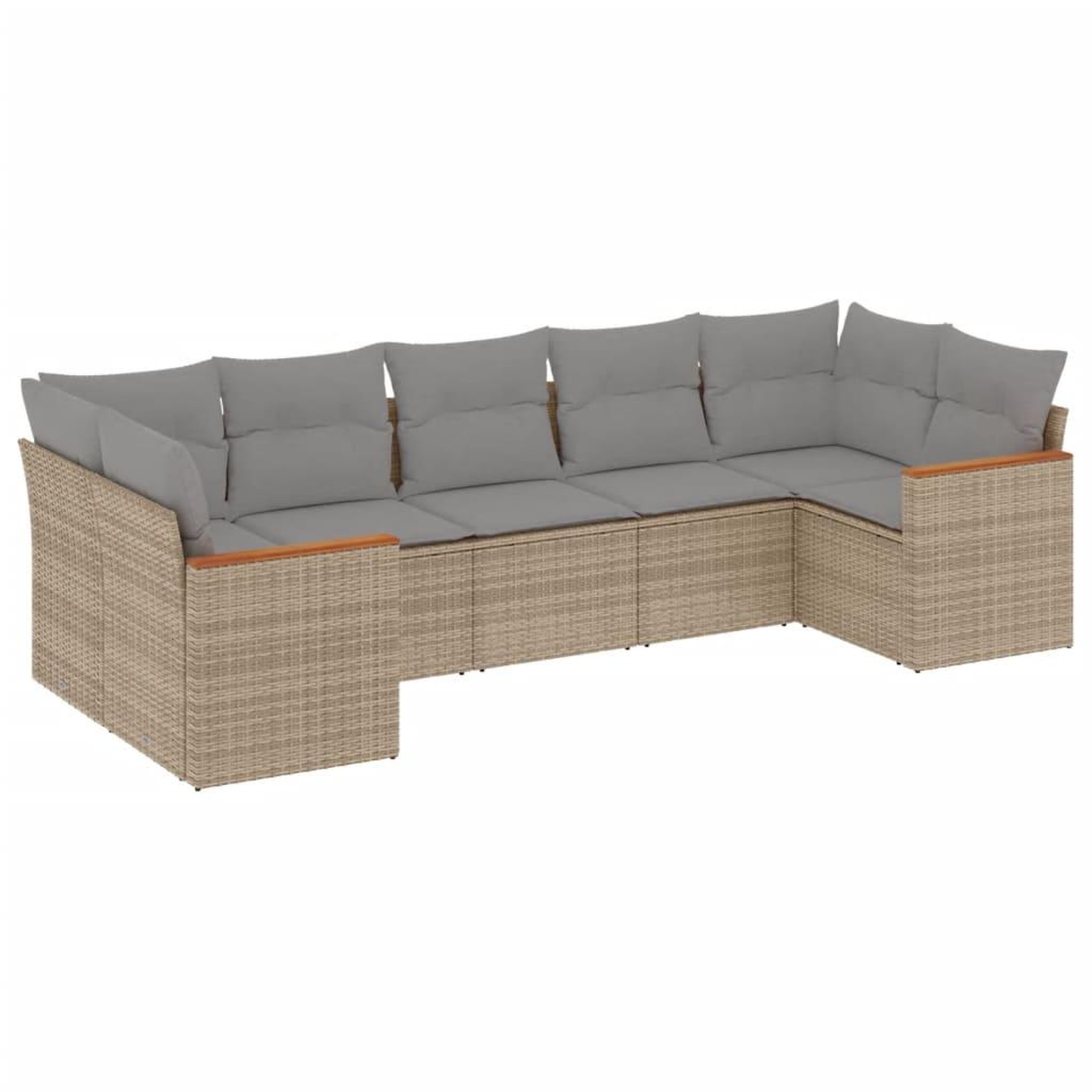 Voir la diapositive 2 : VIDAXL Salon de jardin avec coussins 7pcs melange beige resine tressee