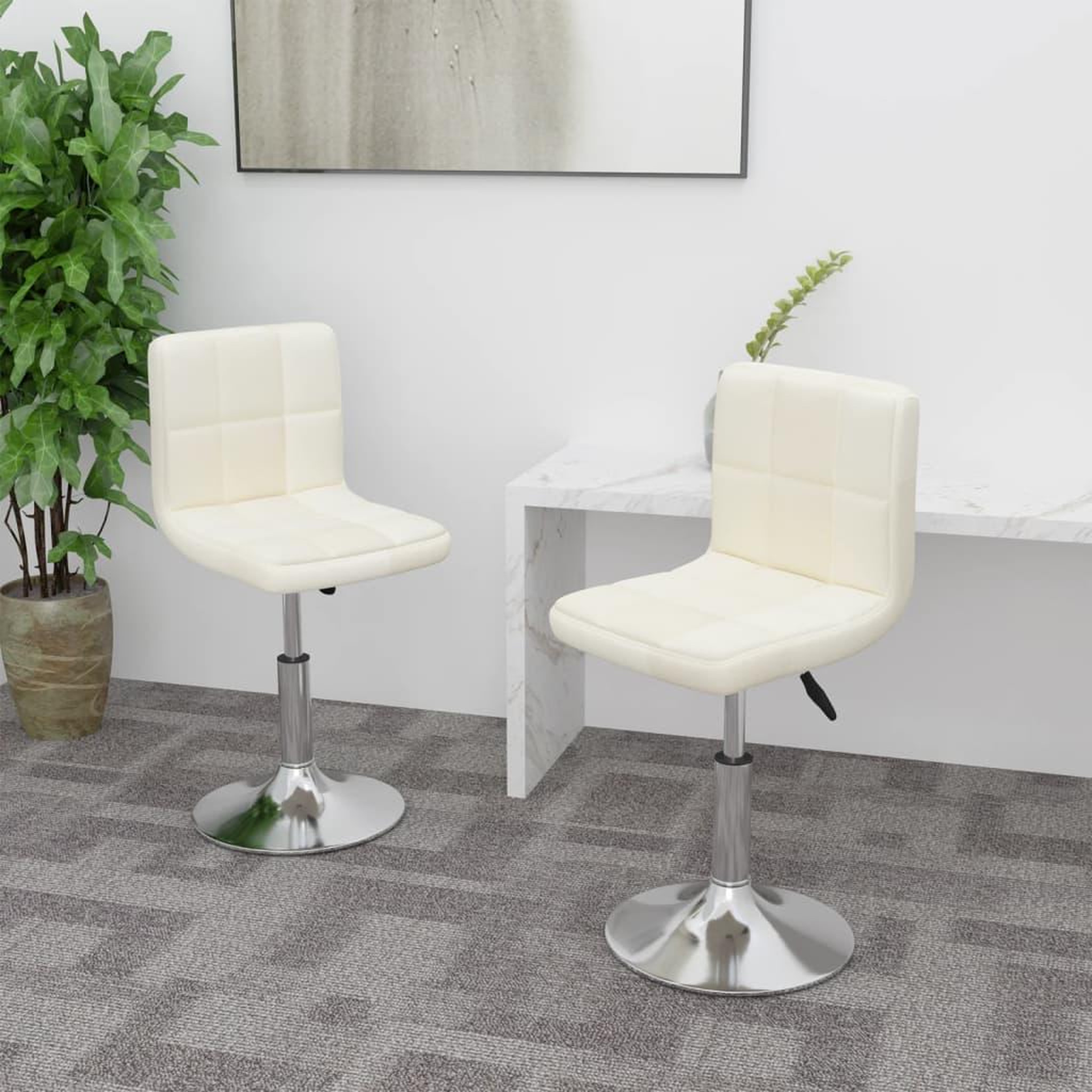 VIDAXL Chaises pivotantes a manger lot de 2 creme tissu