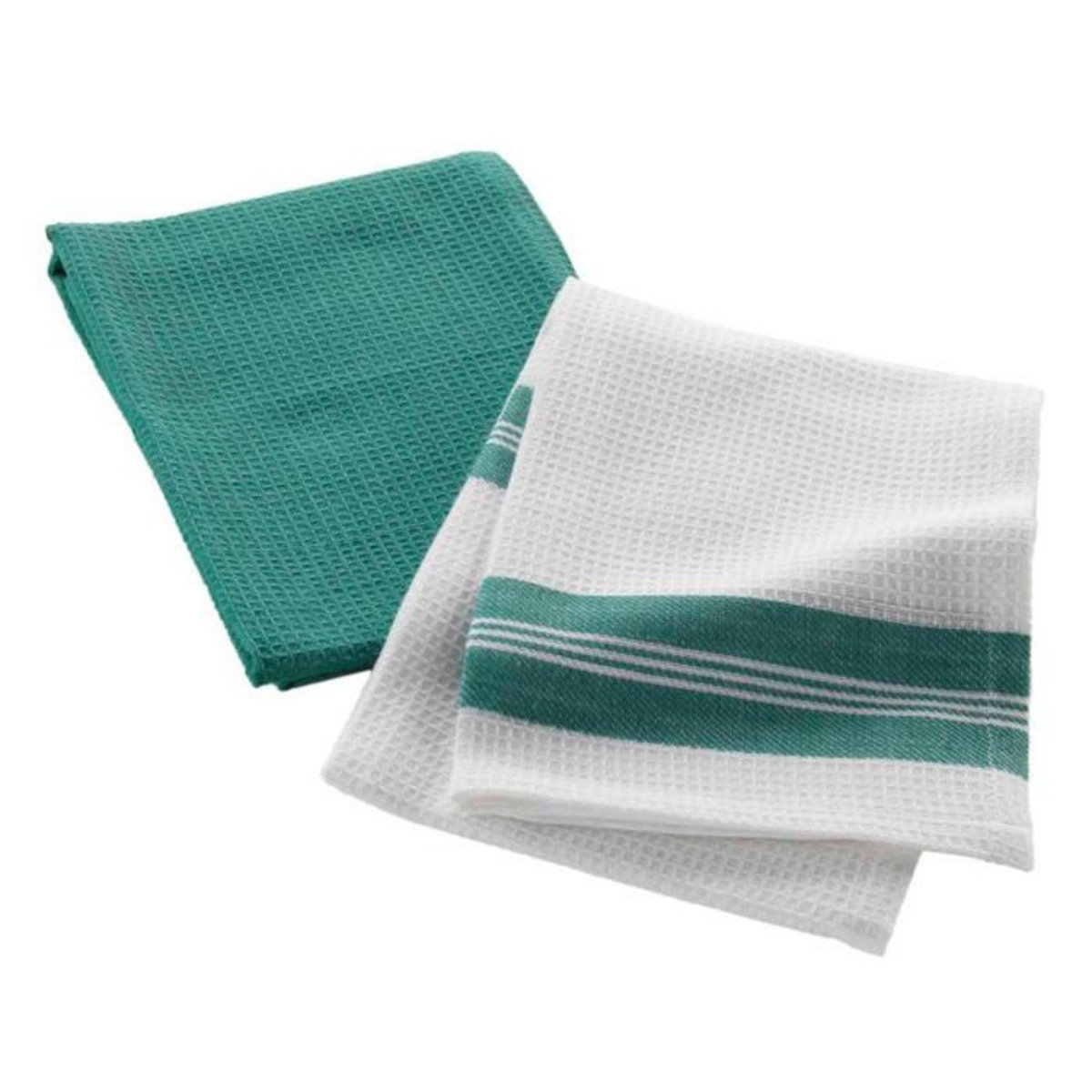 Paris Prix Lot de 2 Torchons Nid d'Abeille  Botanique  50x70cm Vert