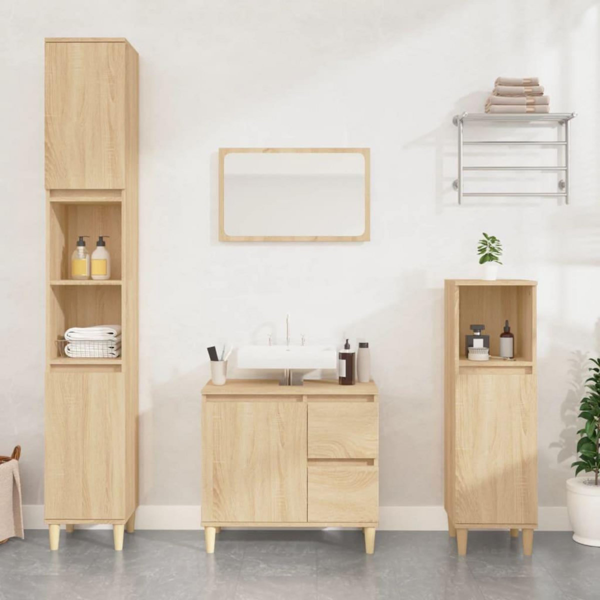 VIDAXL Armoire salle de bain chene sonoma 65x33x60 cm