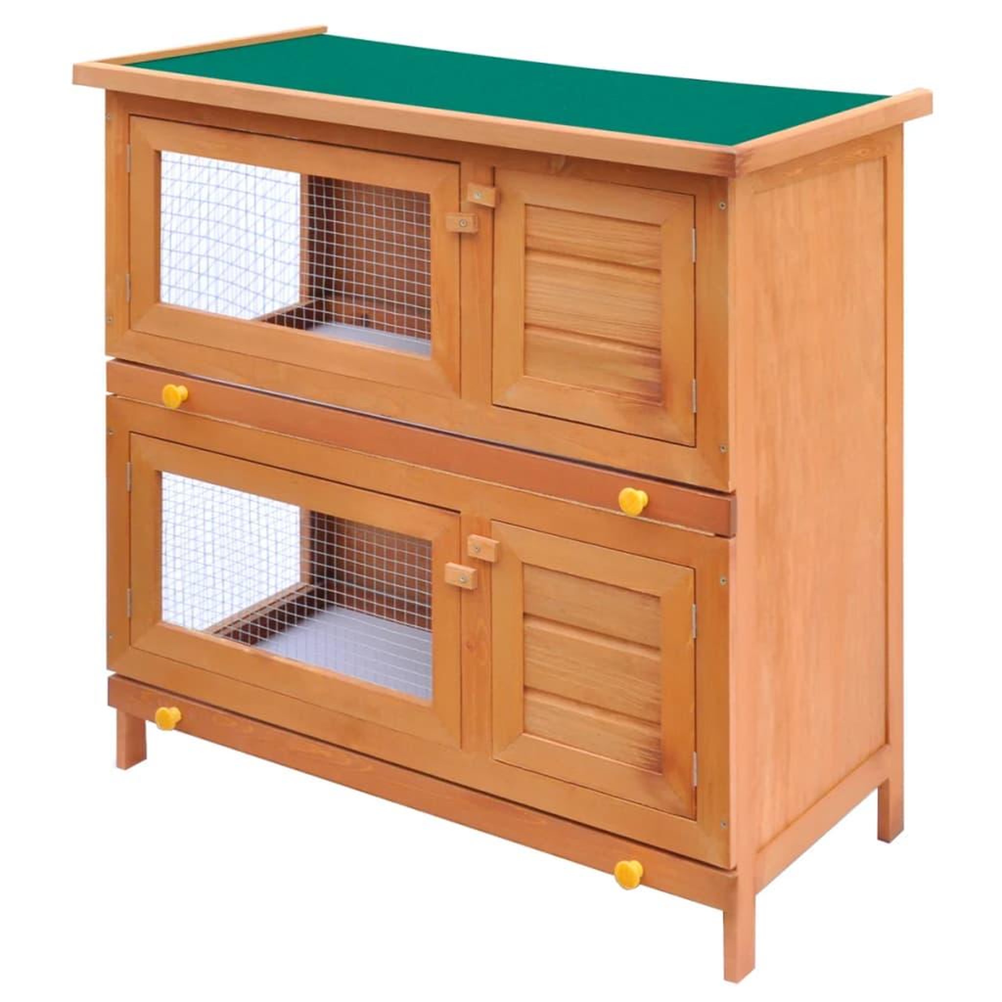 Voir la diapositive 2 : VIDAXL Clapier d'exterieur Enclos pour petits animaux 4 portes Bois