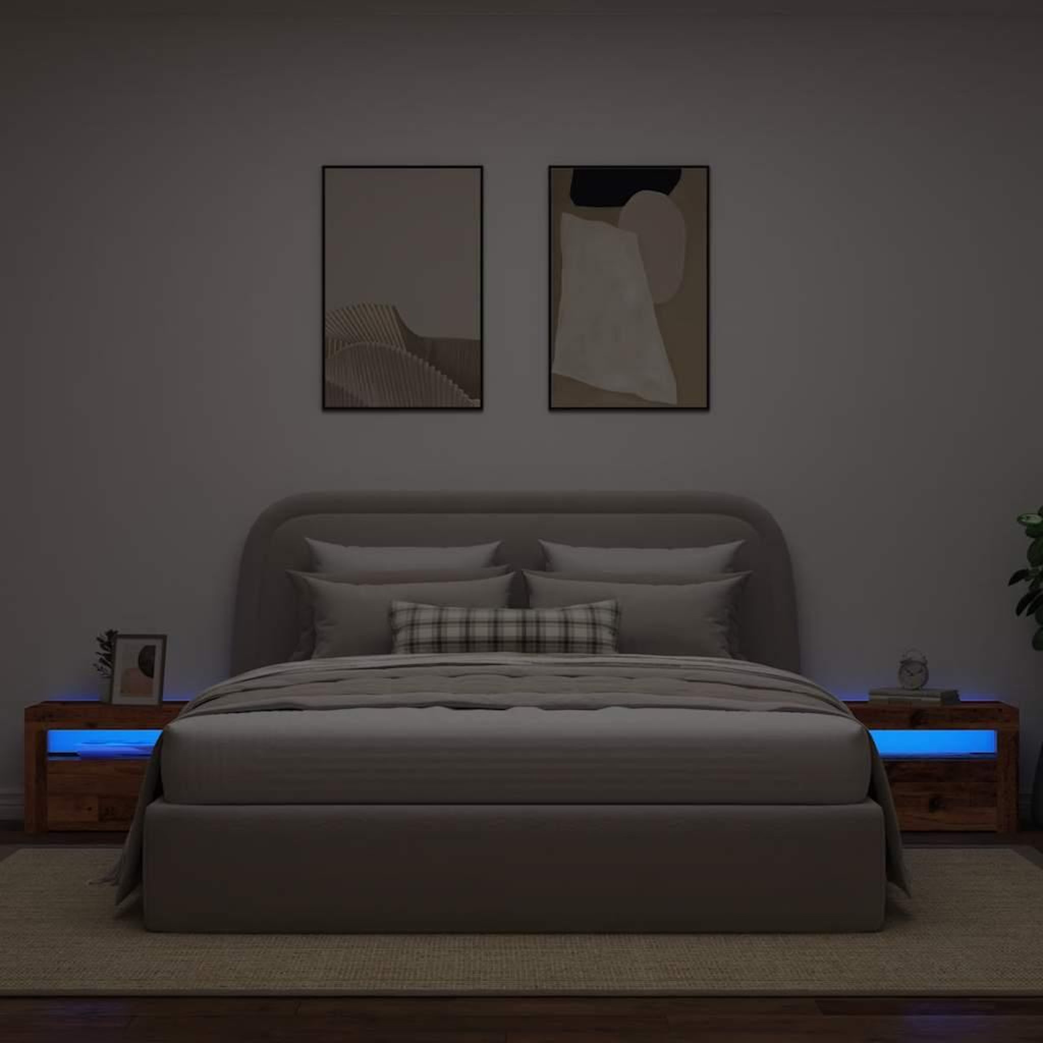 Voir la diapositive 5 : VIDAXL Tables de chevet 2 pcs avec LED vieux bois 60x35x40 cm