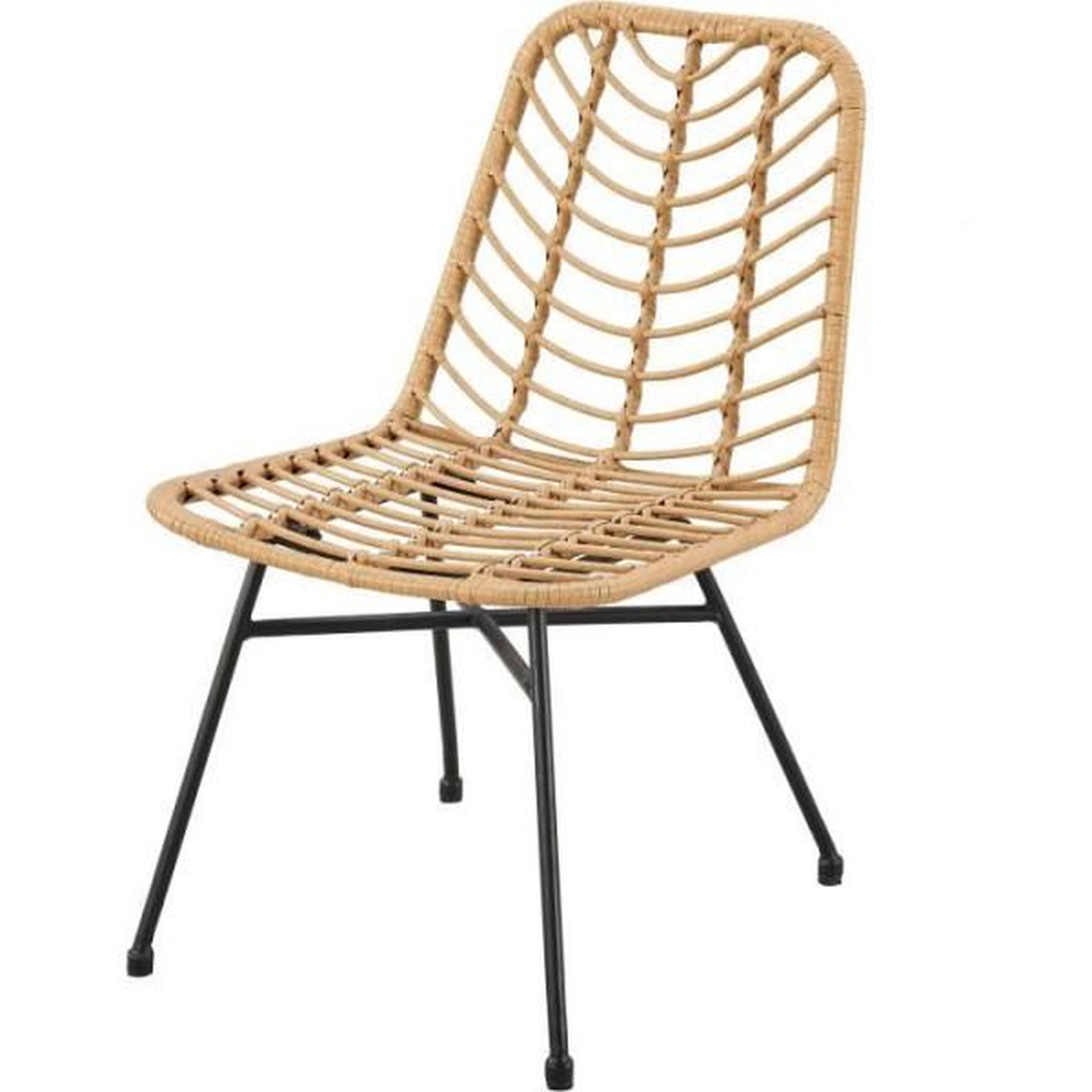 MARKET24 Lot de 2 chaises de jardin - Imitation rotin naturel - Structure acier - L63,5 x H 86 x P 48 cm