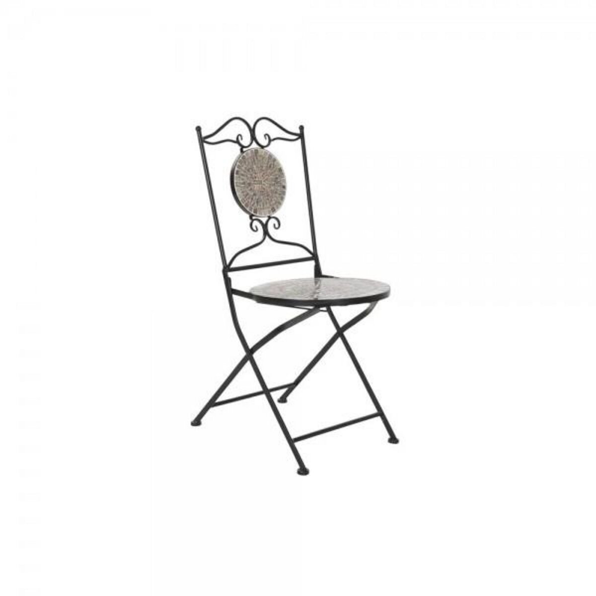 MARKET24 Chaise de jardin DKD Home Decor Céramique Noir Forge (42 x 50 x 90 cm)