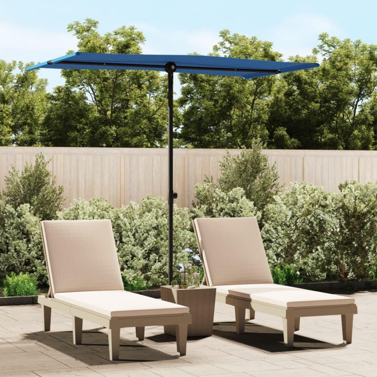 VIDAXL Parasol de jardin avec mat en aluminium 180x110 cm Bleu azure