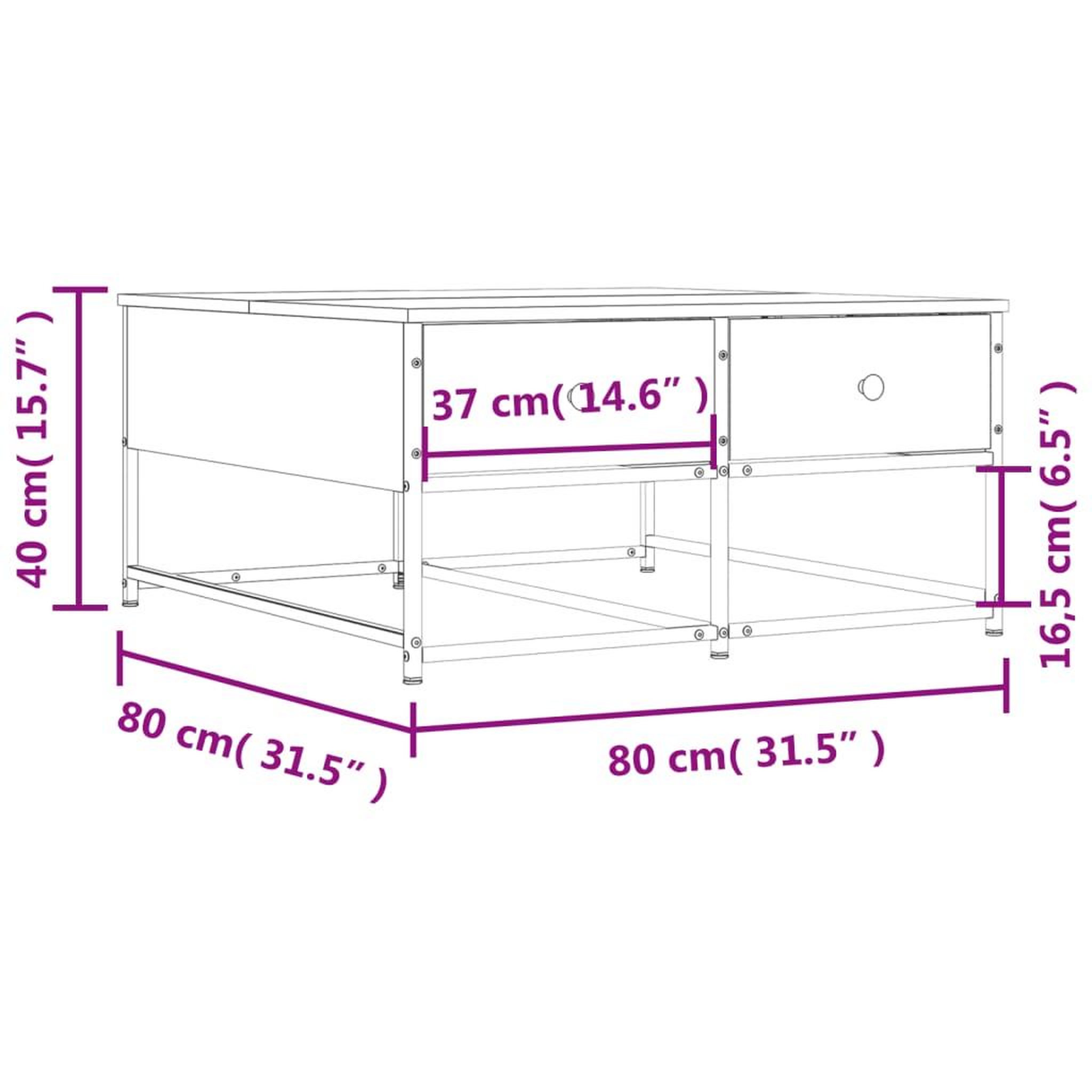 Voir la diapositive 6 : VIDAXL Table basse chene sonoma 80x80x40 cm bois d'ingenierie
